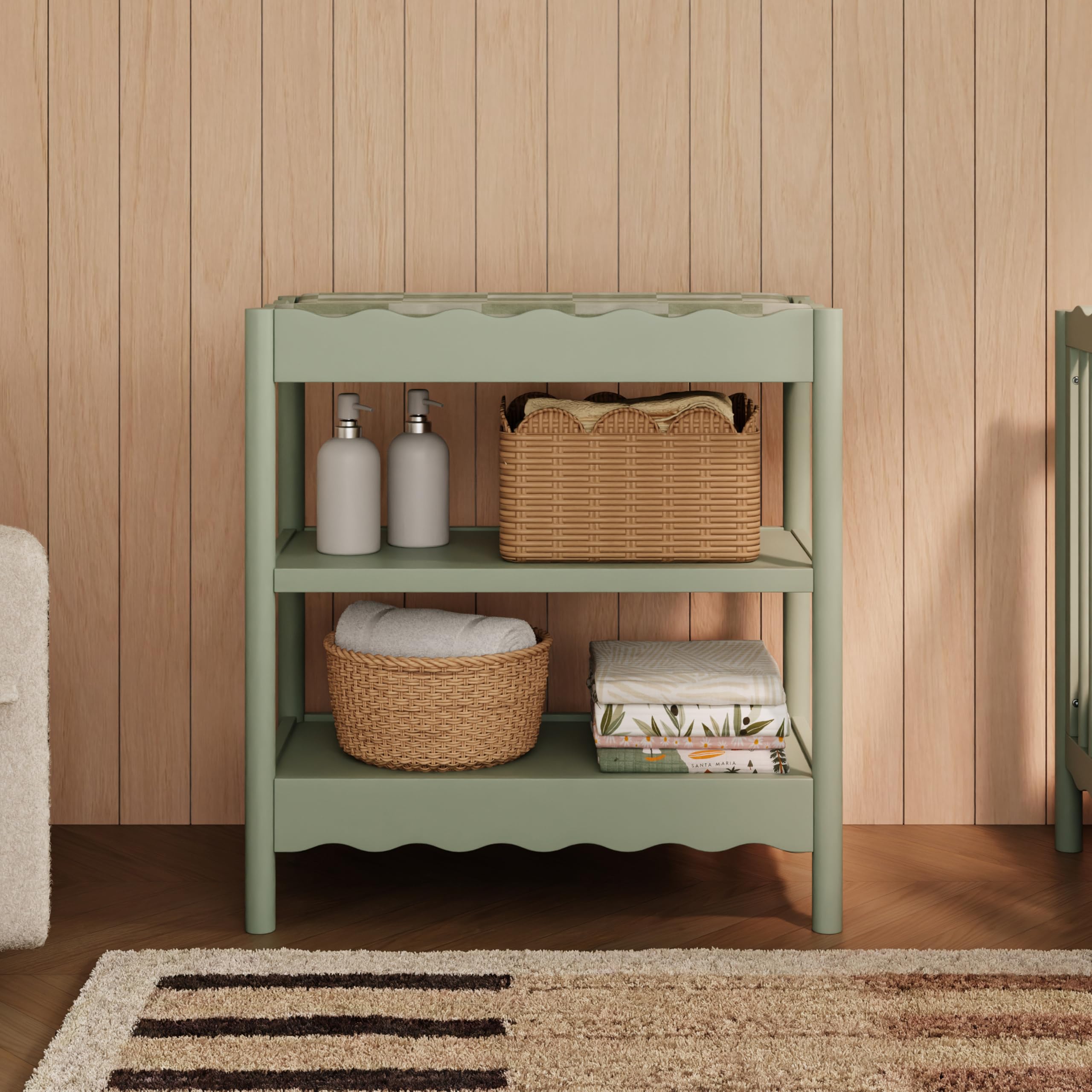 Modern Changing Table with Shelves