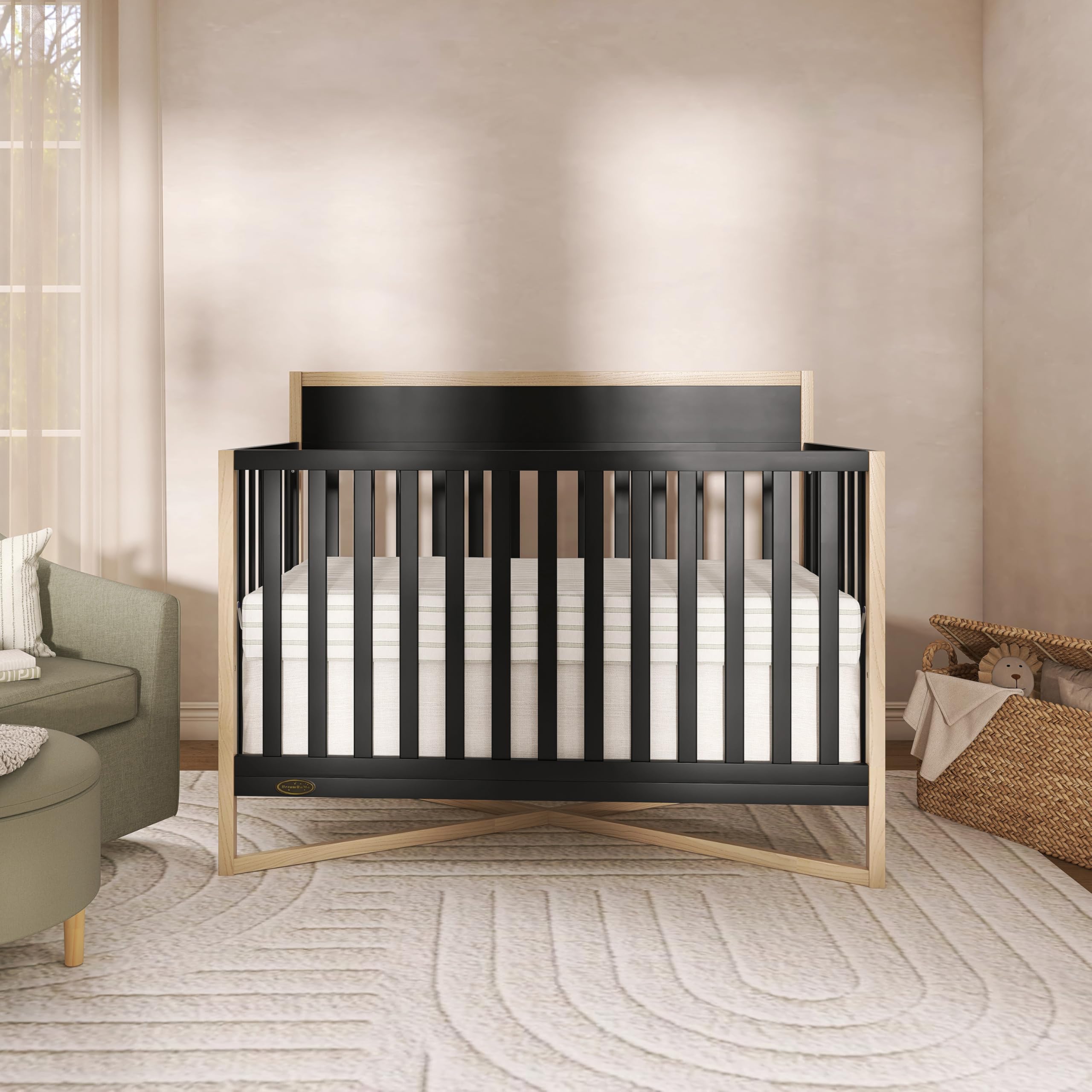 5-in-1 Convertible Full-Size Baby Crib with Adjustable Mattress Heights