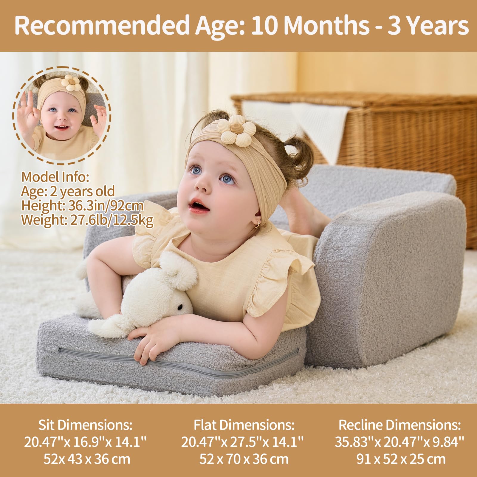 3-in-1 Toddler Couch with Fold Out Bed
