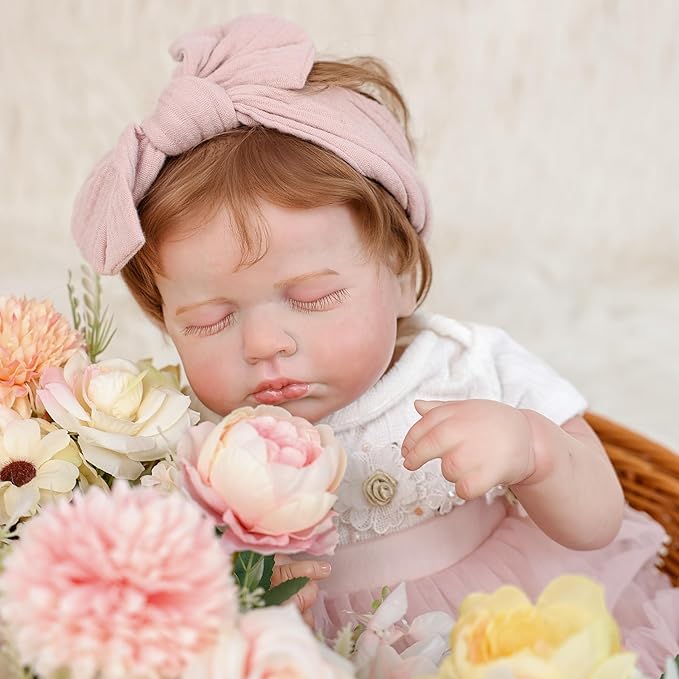 20inchs 50cm Lifelike Reborn Baby Doll, Adjustable Posture Vinyl & Fabric Newborn Doll