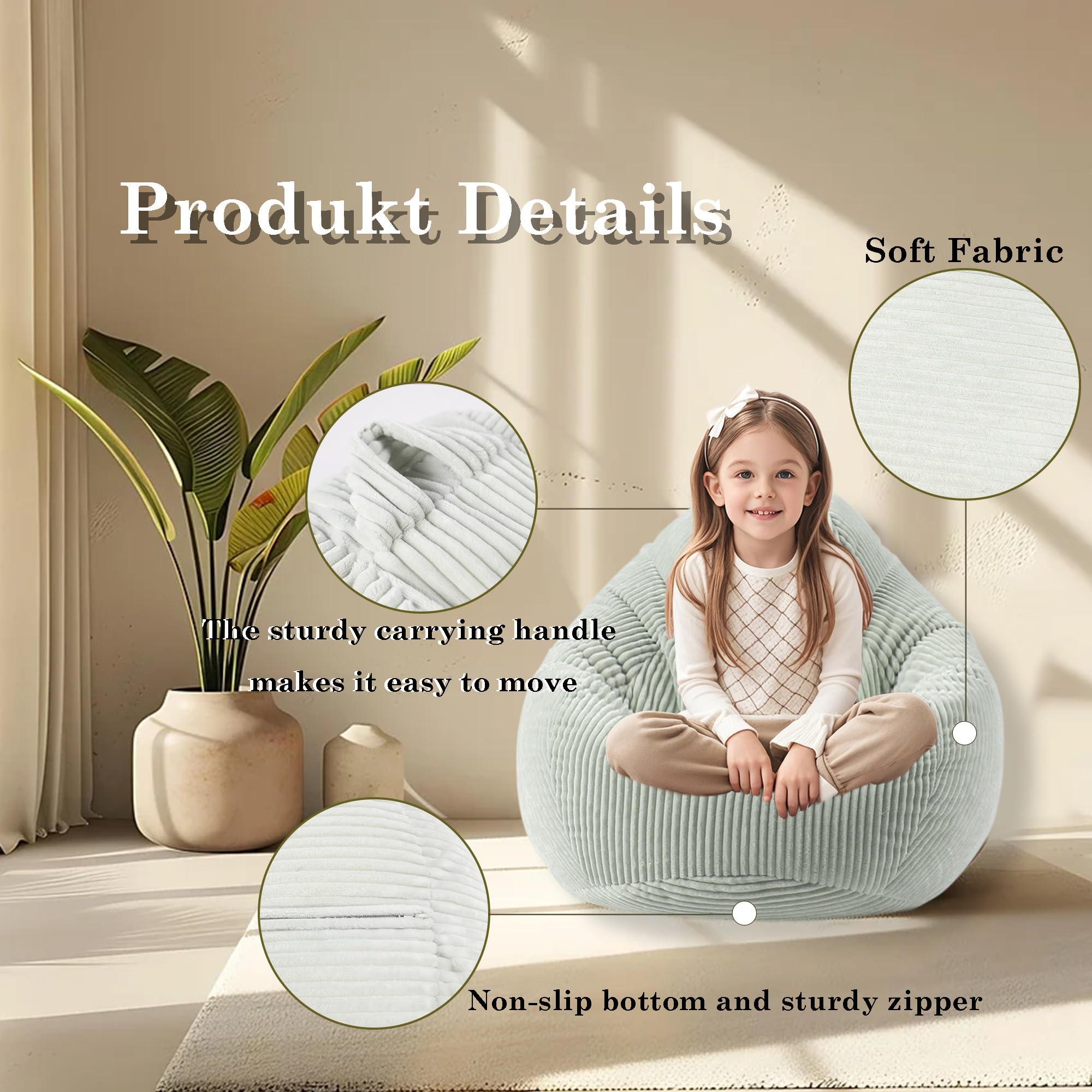 Memory Foam Bean Bag Chair for Kids and Teens