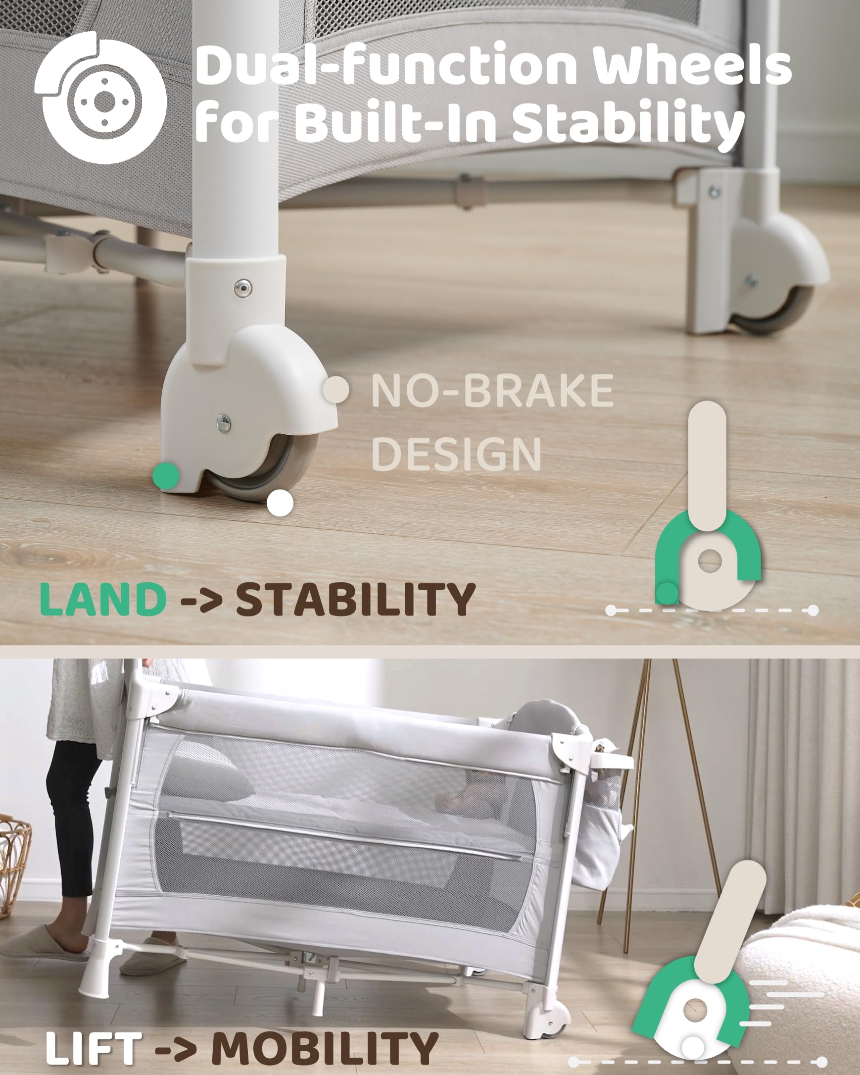 4-in-1 Baby Bassinet Bedside Sleeper with Changing Table