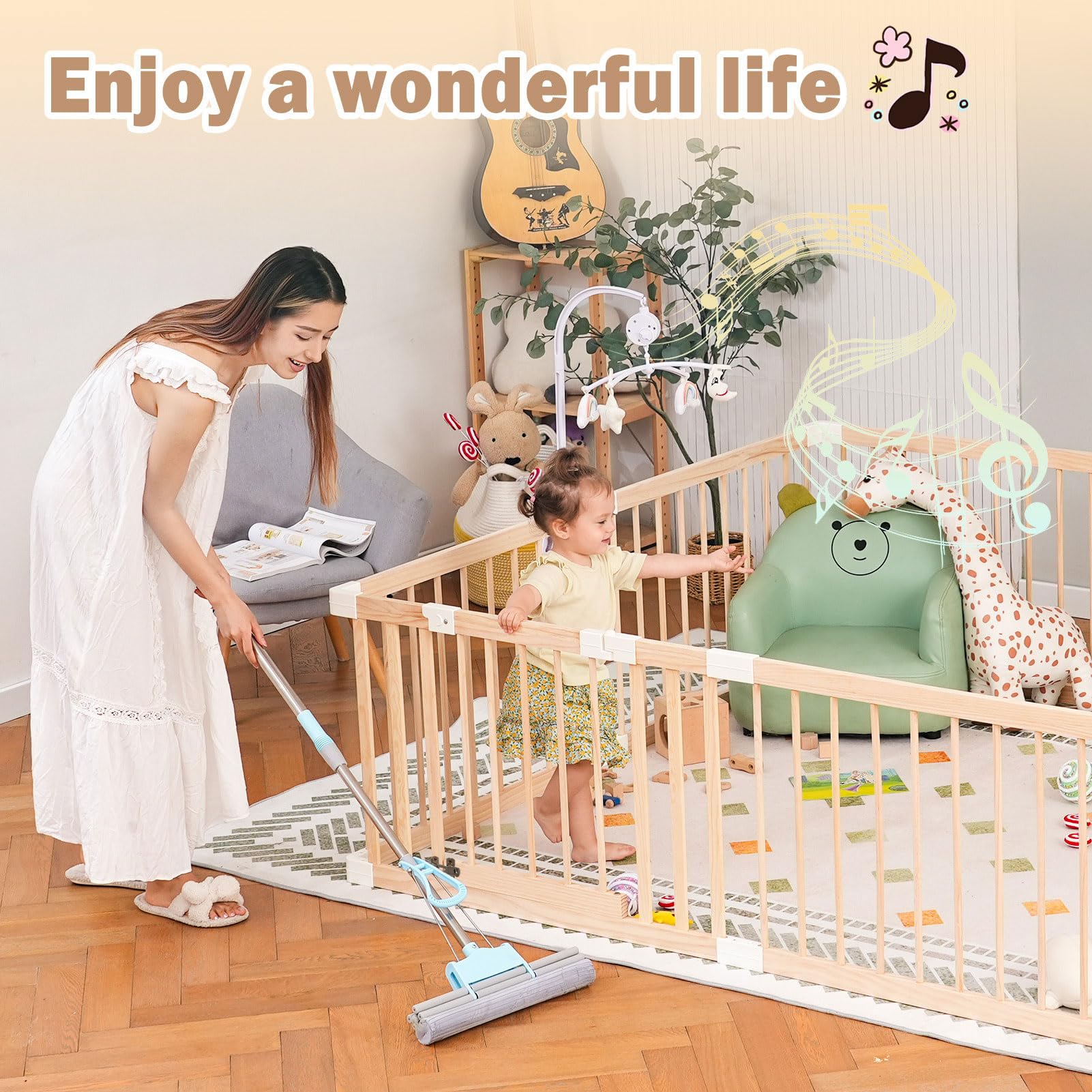Wooden Baby Playpen with Toys