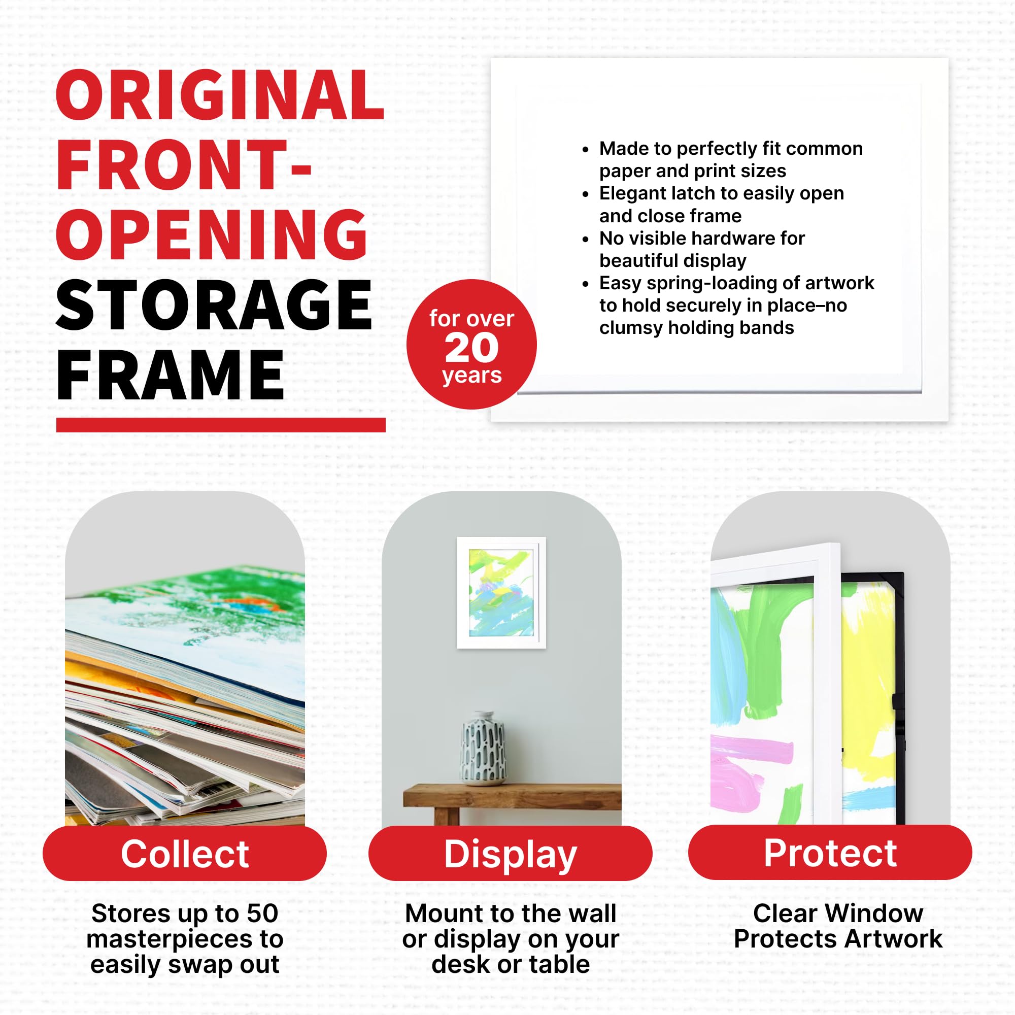Li’l Davinci Art Cabinet, Front-Open Art Frame Set -12x18