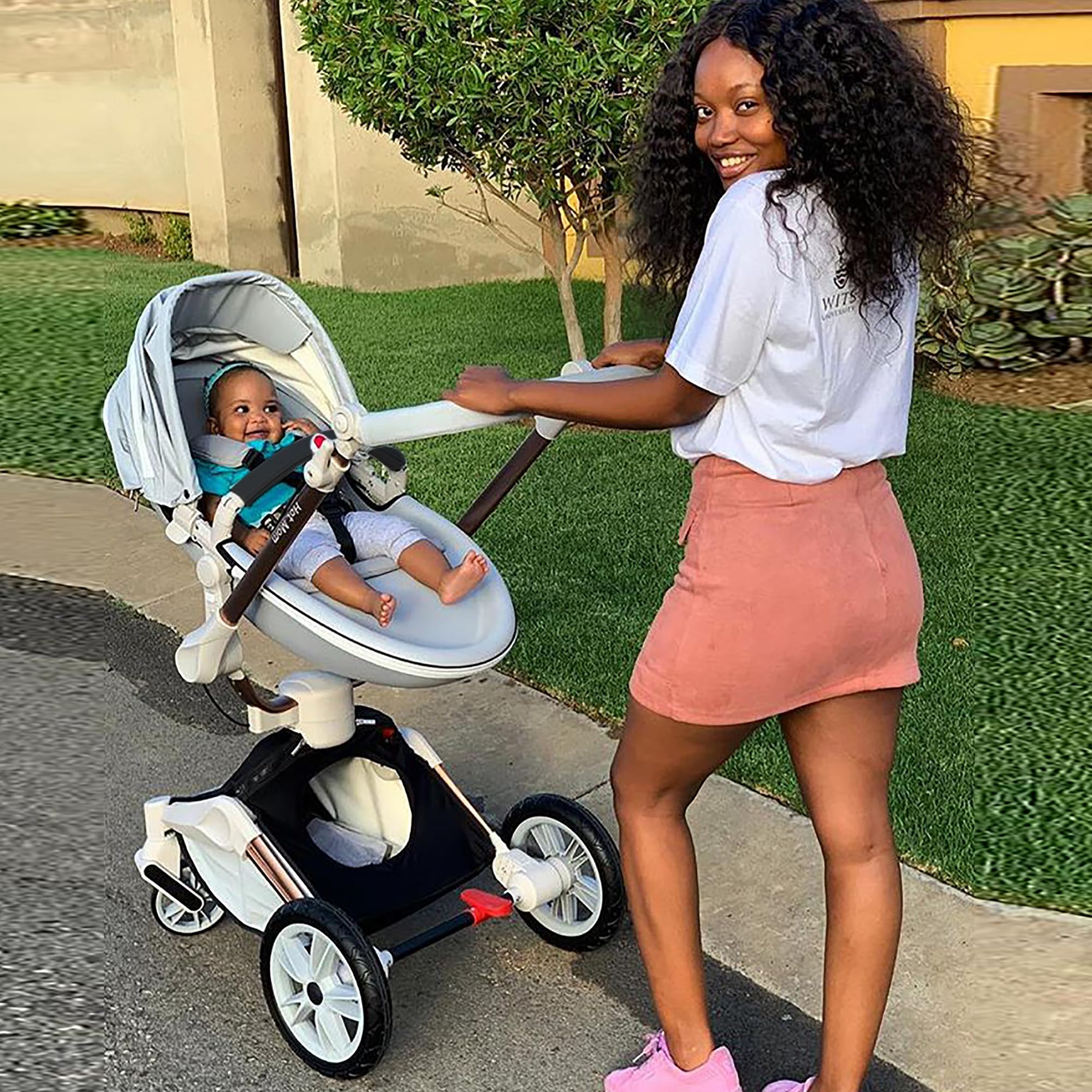 New H5 Baby Stroller 360 Degree Rotation Function, PU Leather Seat Combo Pushchair