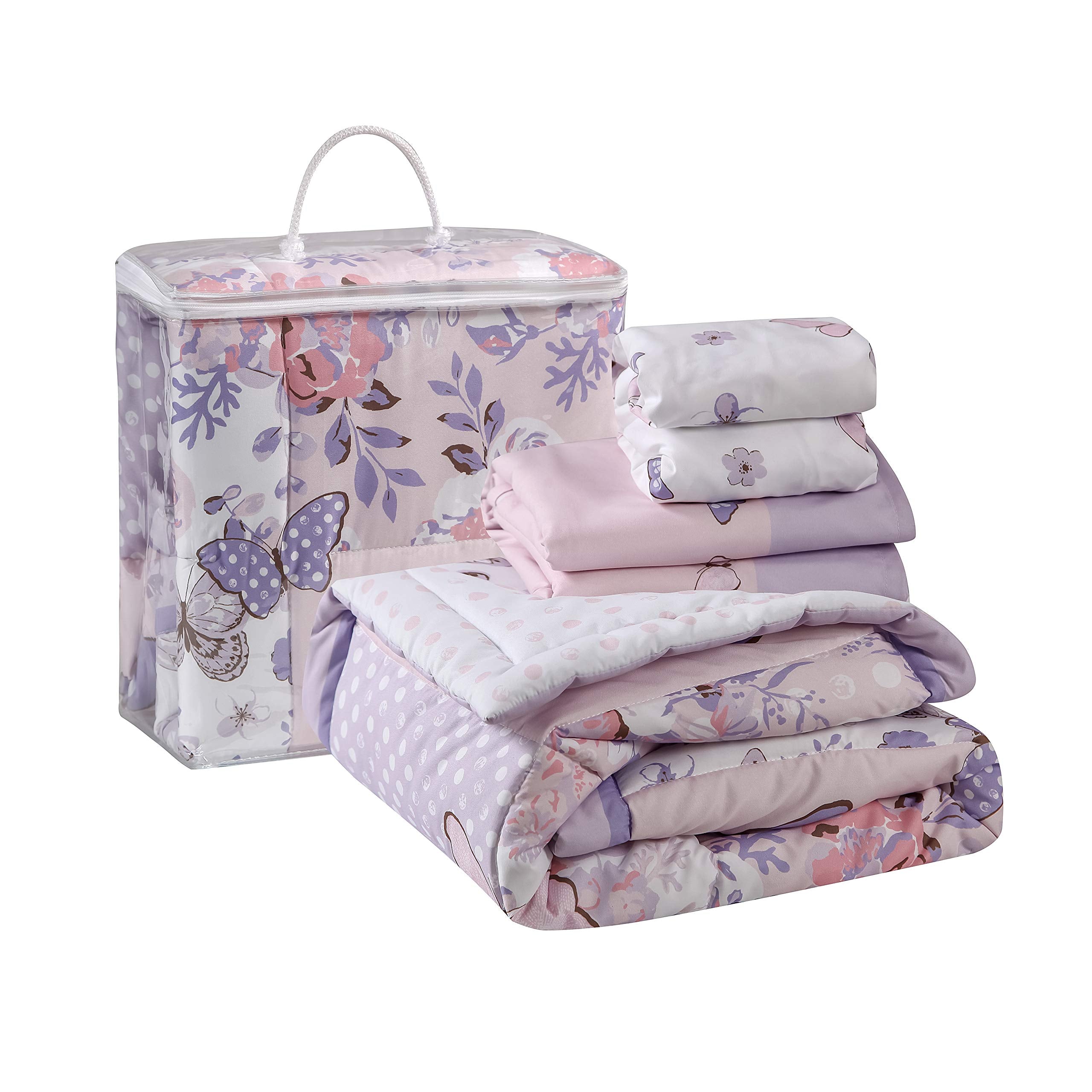 Purple Butterfly Baby Crib Bedding Set for Girls - 3 Piece Nursery Set