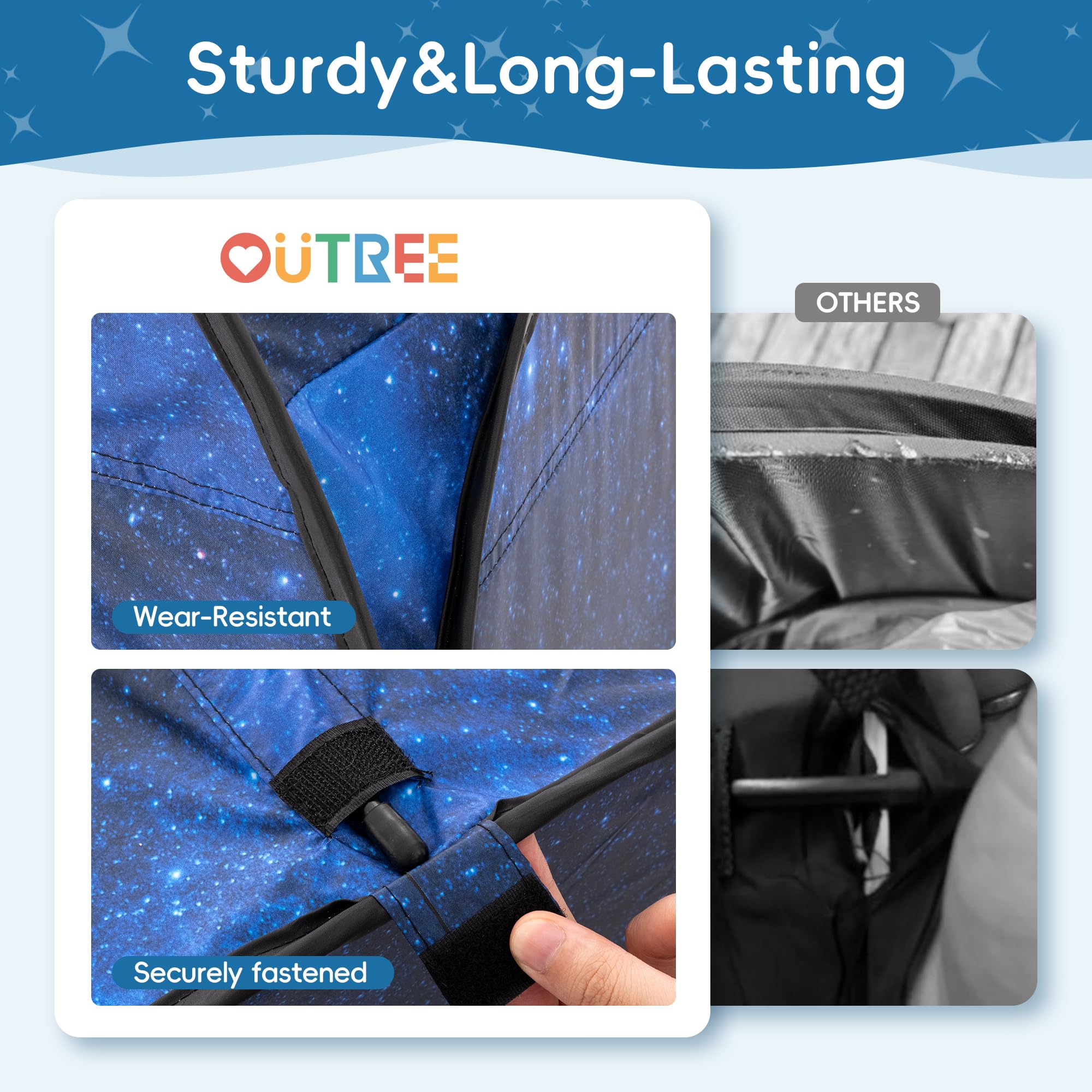 OUTREE Sensory Tent 47 * 47 * 47 in，Starry Night Print,Sensory Tent for Kids with Autism, pop up Play Tent