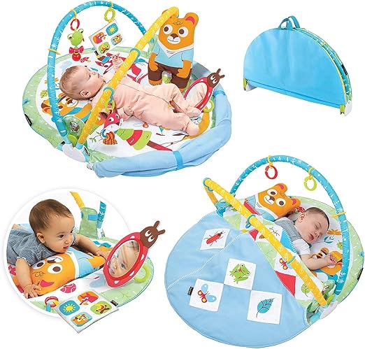 Circus Baby Playmat Gym. with Musical Motorized Mobile, Tummy Time Pillow