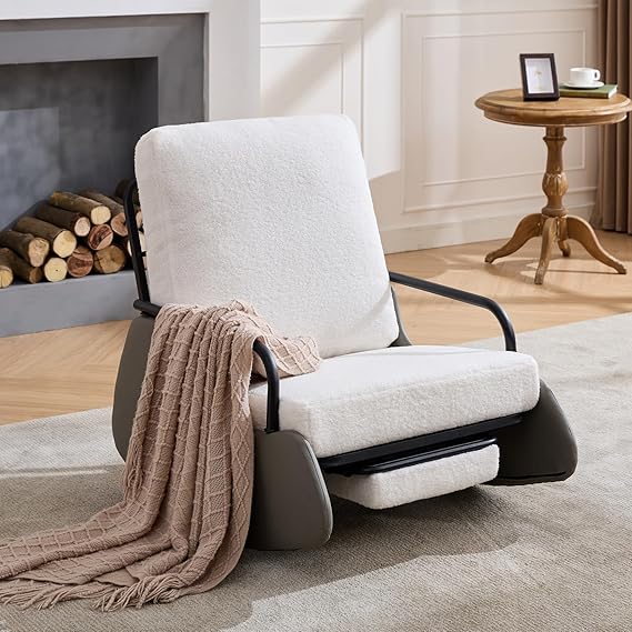 Nursery Rocking Chair, Teddy Upholstered Glider Rocker Modern Accent