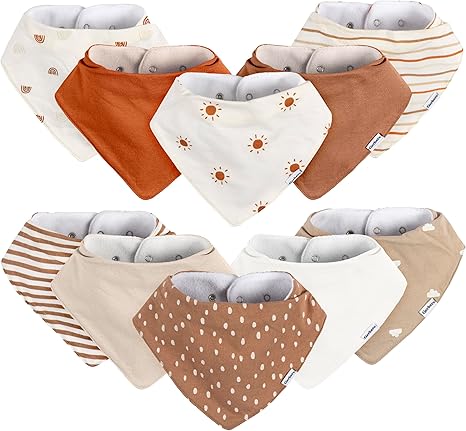 Baby Unisex Bandana Bibs 10-Pack, Multi Grey, One Size