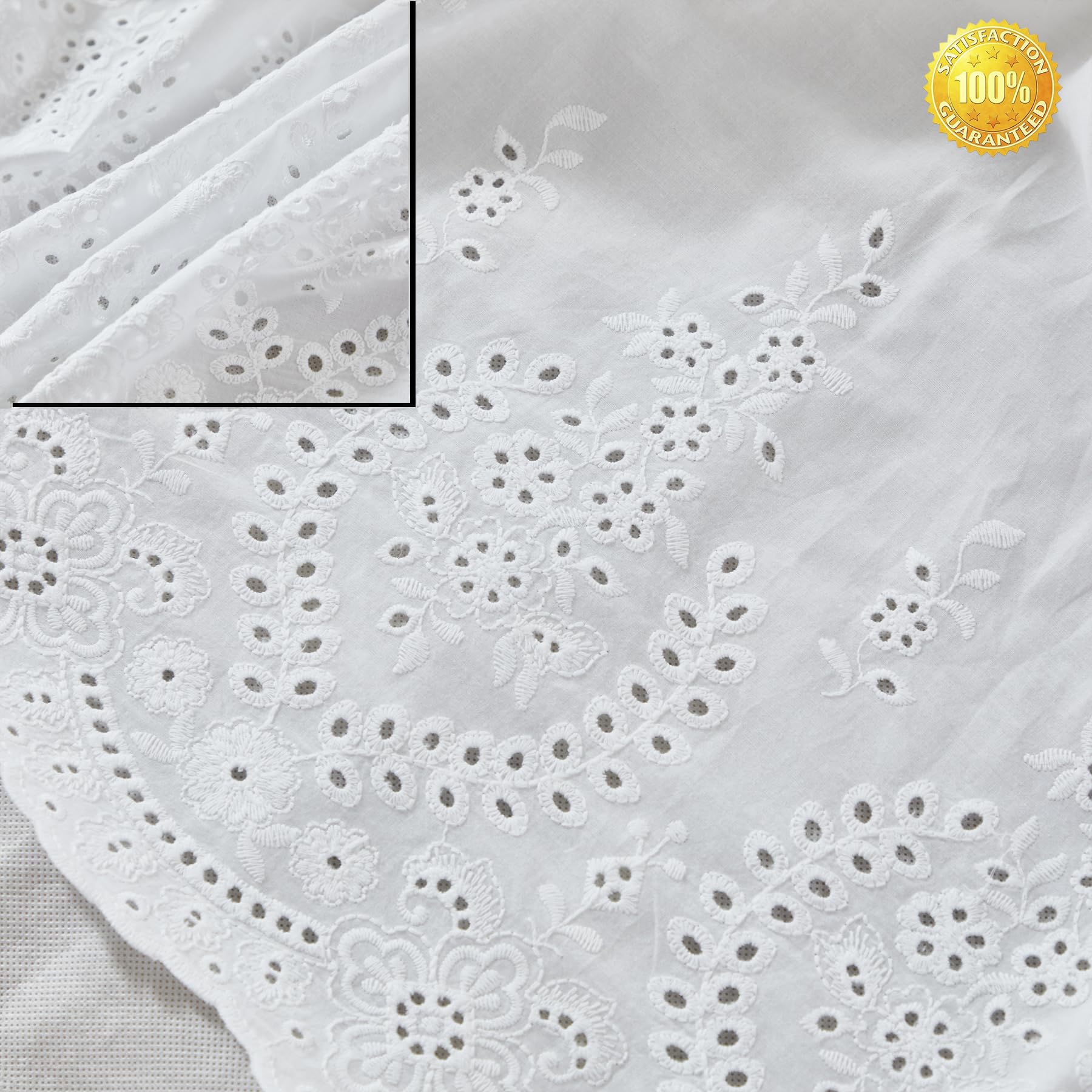 Brandream Scallop Edge Cotton Lace Crib Skirt, Baby Boy, Baby Girl, Gender Neutral Crib Skirt Toddler Bedskirt Dust Ruffle White Ruffled Eyelet Crib Bed Skirt Gathered Styling & Embroidered Details