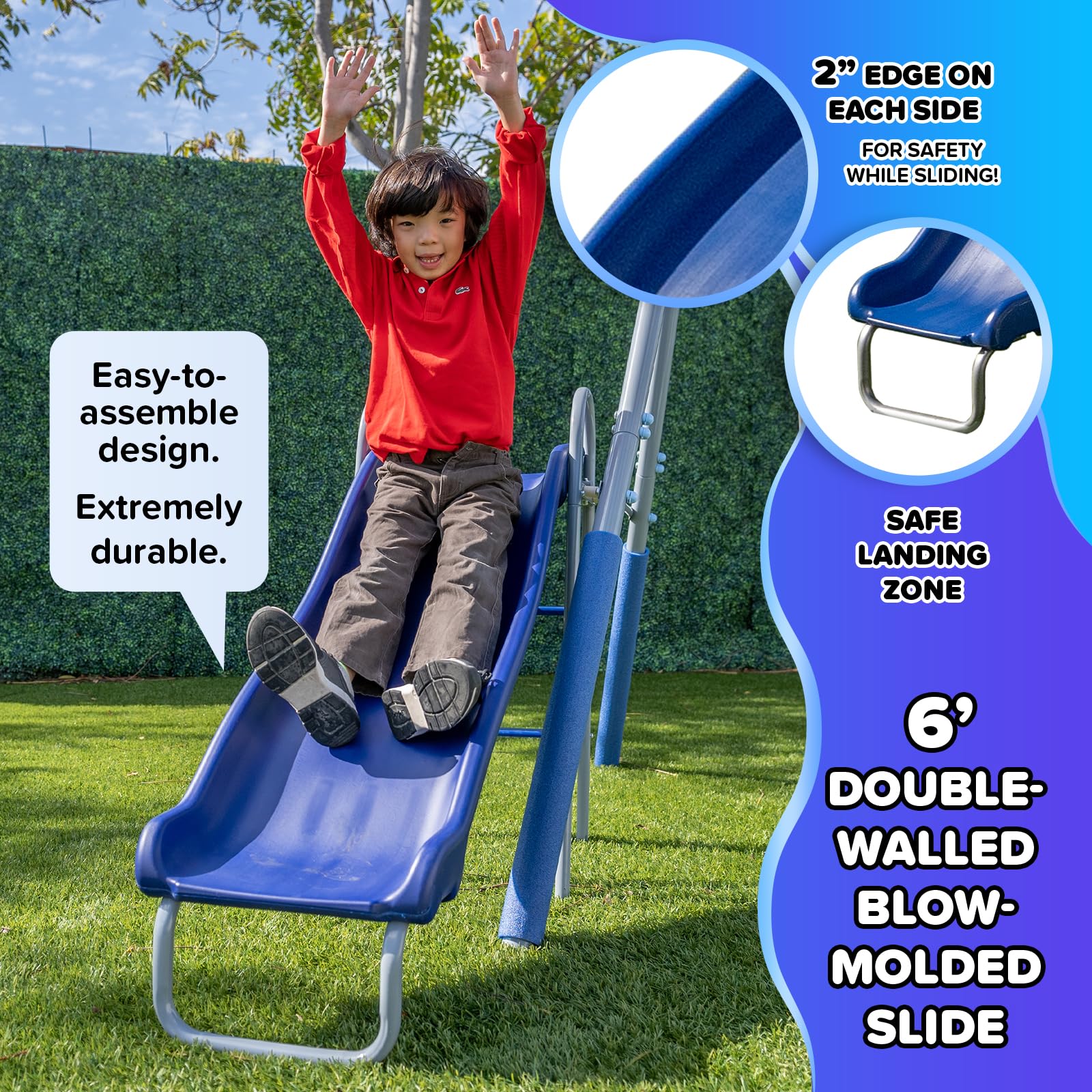Metal Swing Set with LED Lights and Slide