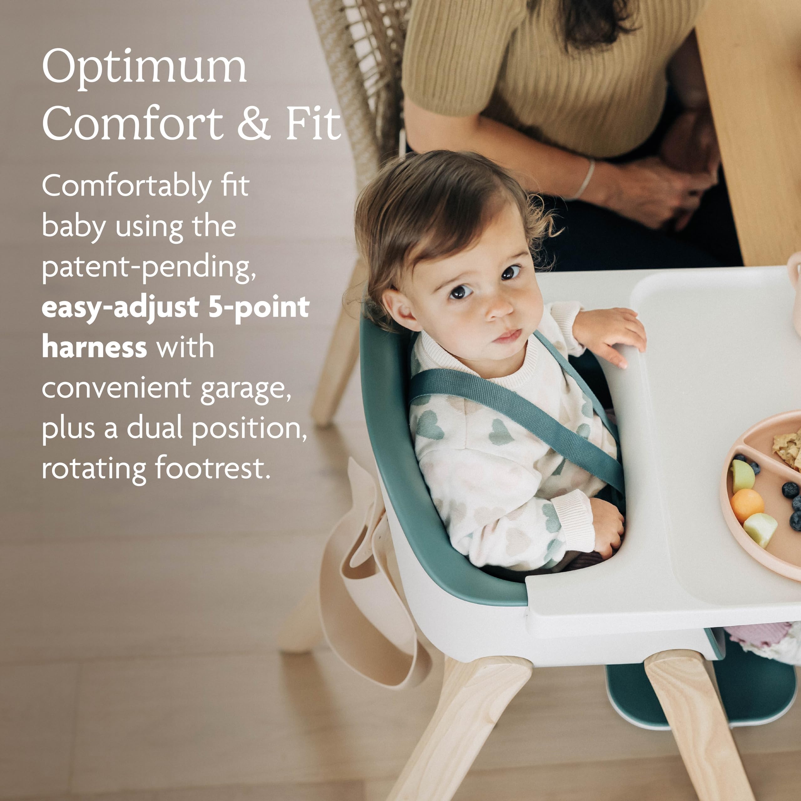 Modern High Chair with Adjustable Tray and Rotating Footrest