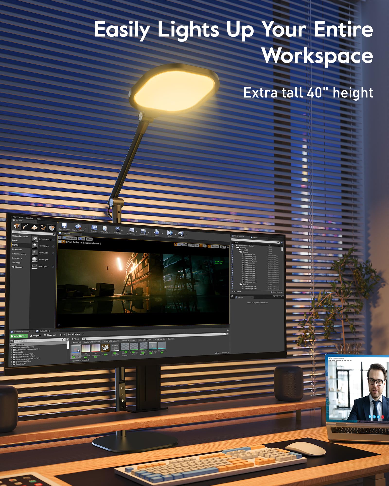 LED Desk Lamp with Adjustable Height and 50 Lighting Modes