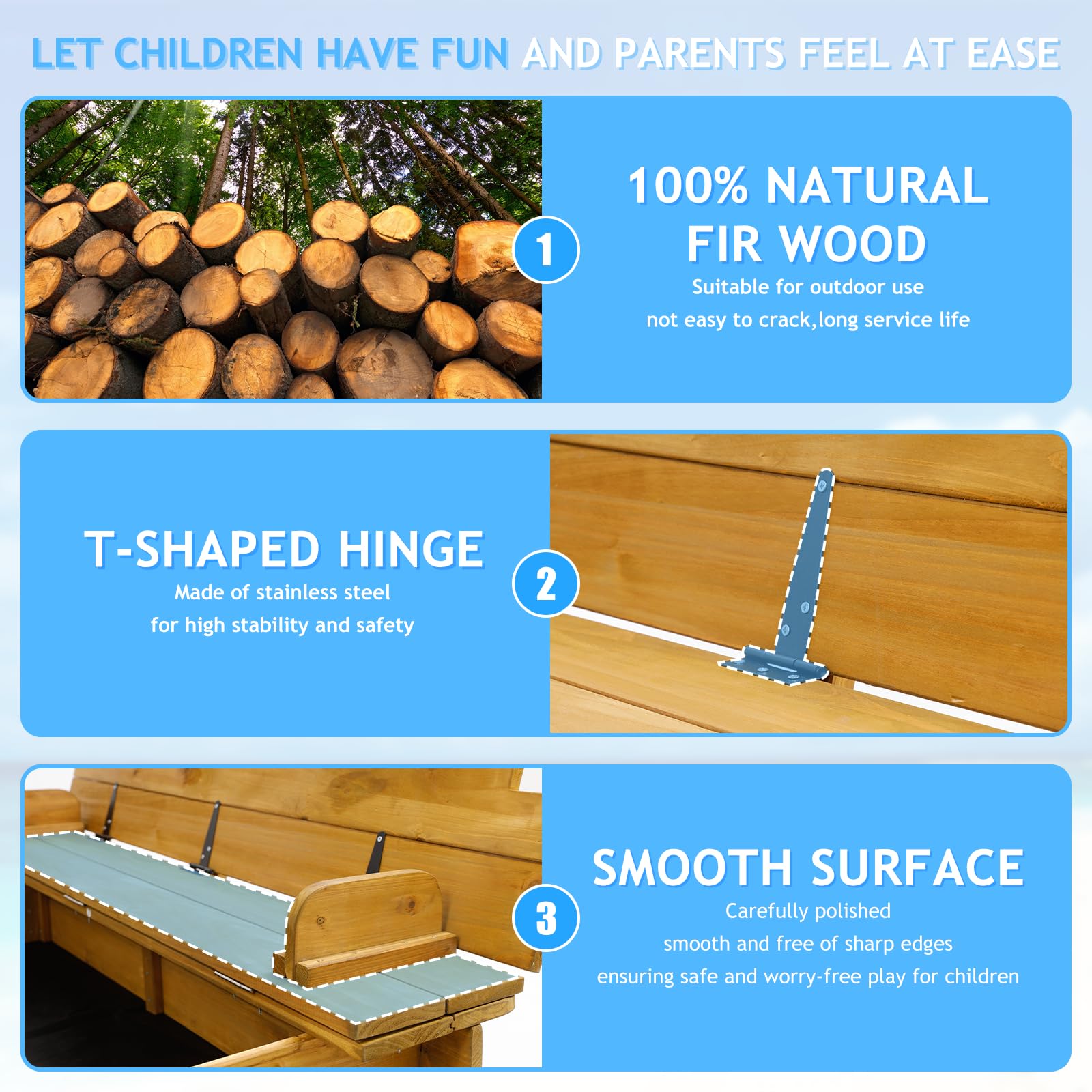 Wooden Sandbox with Adjustable Canopy