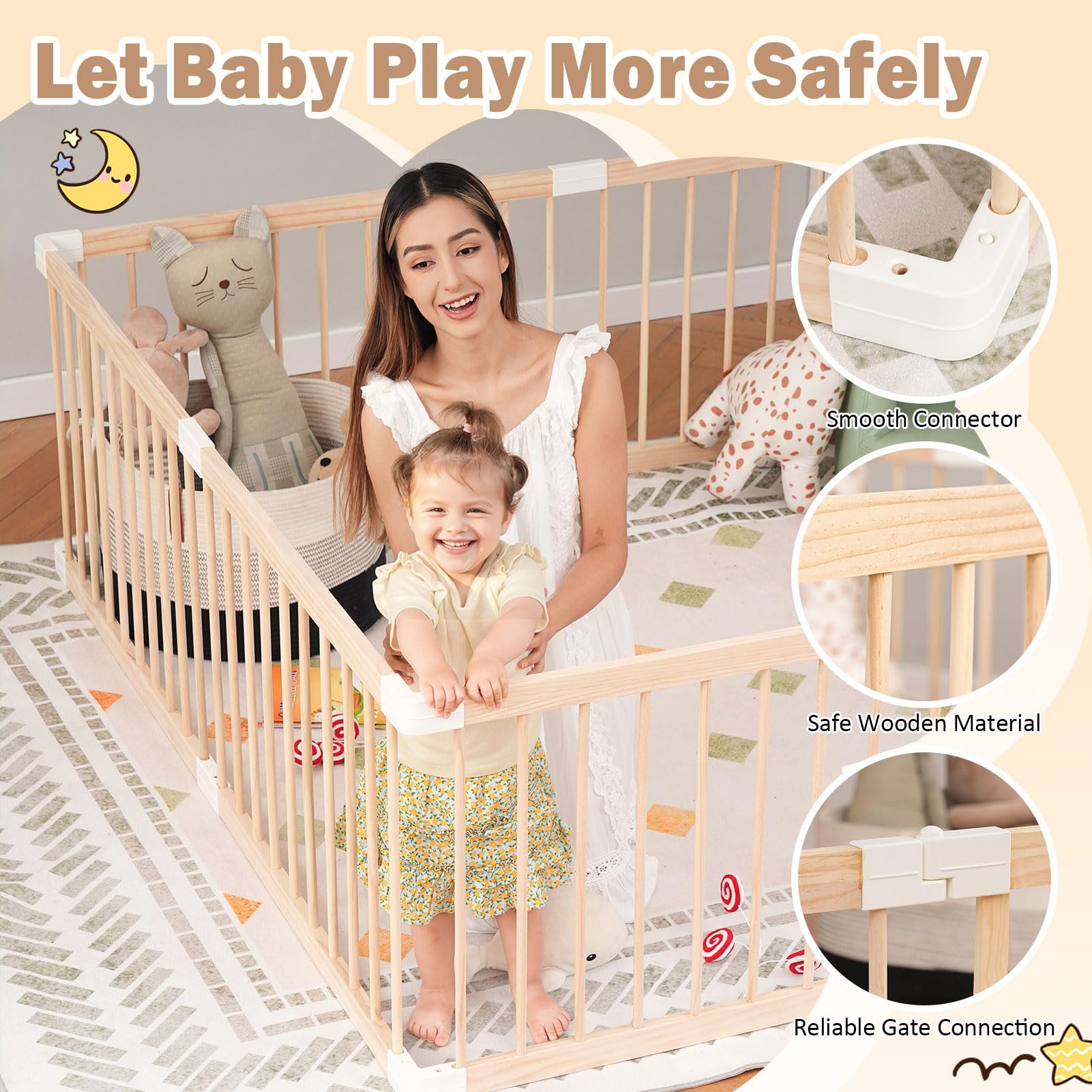Wooden Baby Playpen with Toys