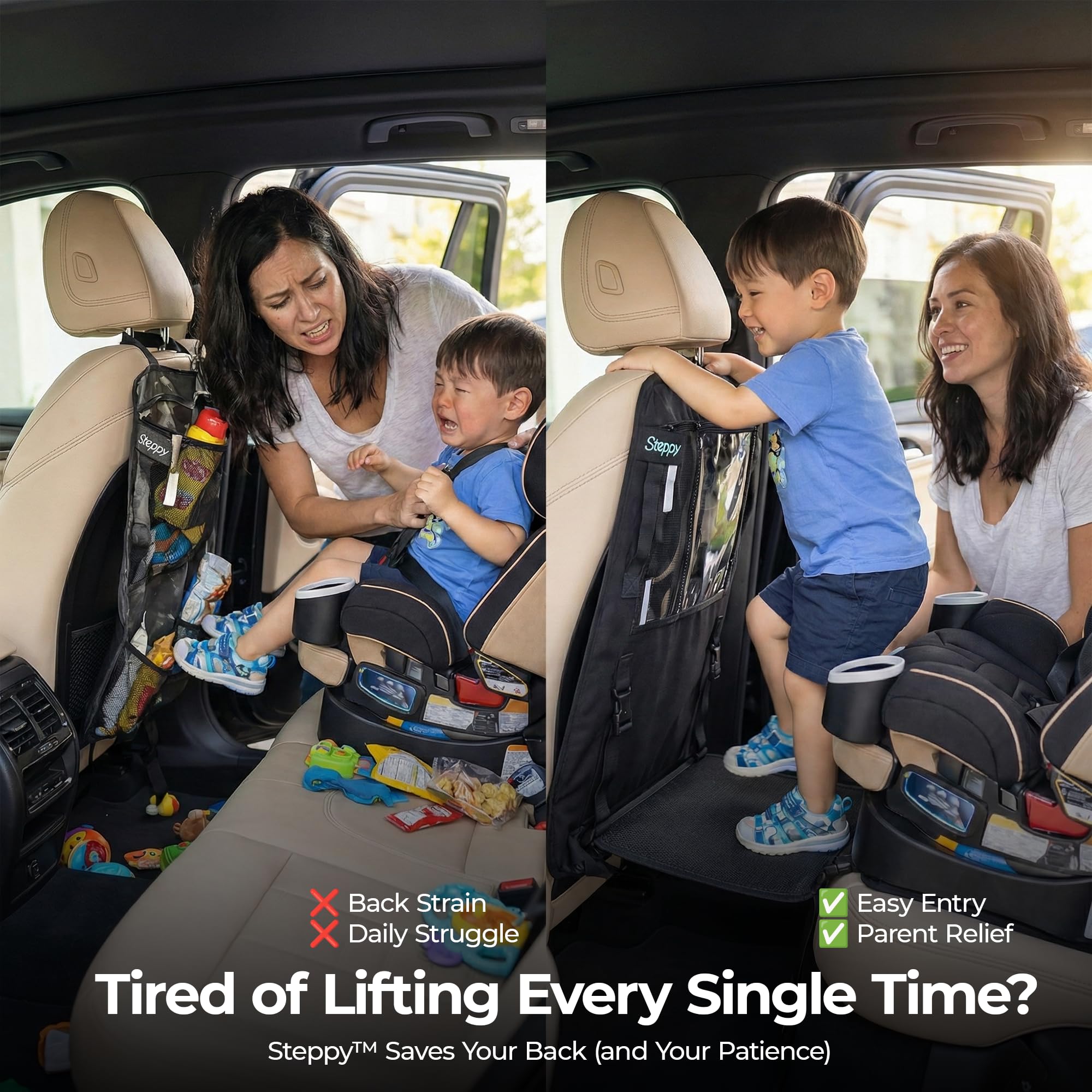 4-in-1 Car Seat Footrest for Kids with Seat Protector and Tablet Holder