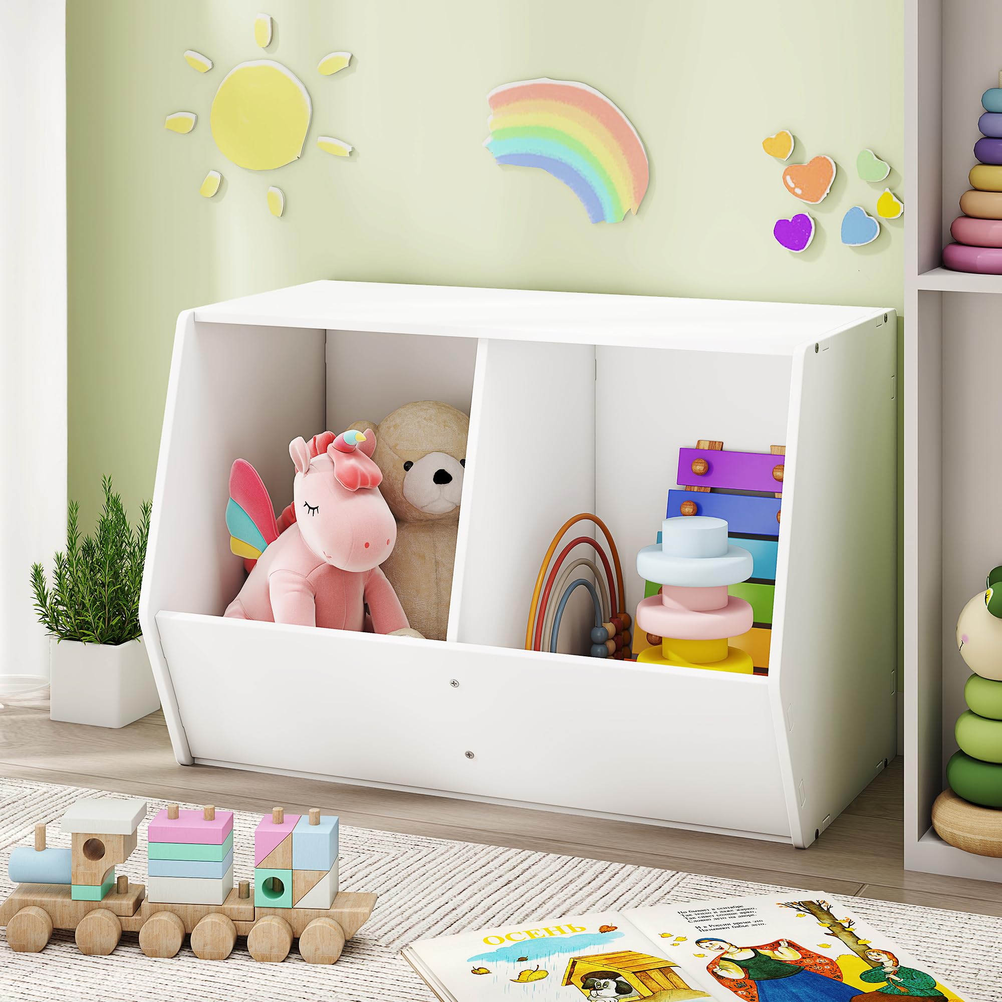 Stackable Toy Storage Organizer Cabinet for Kids