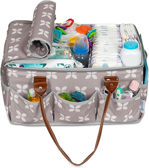 Extra Large Diaper Caddy, Craft, Toy Organizer with Zip-Top Cover with Waterproof