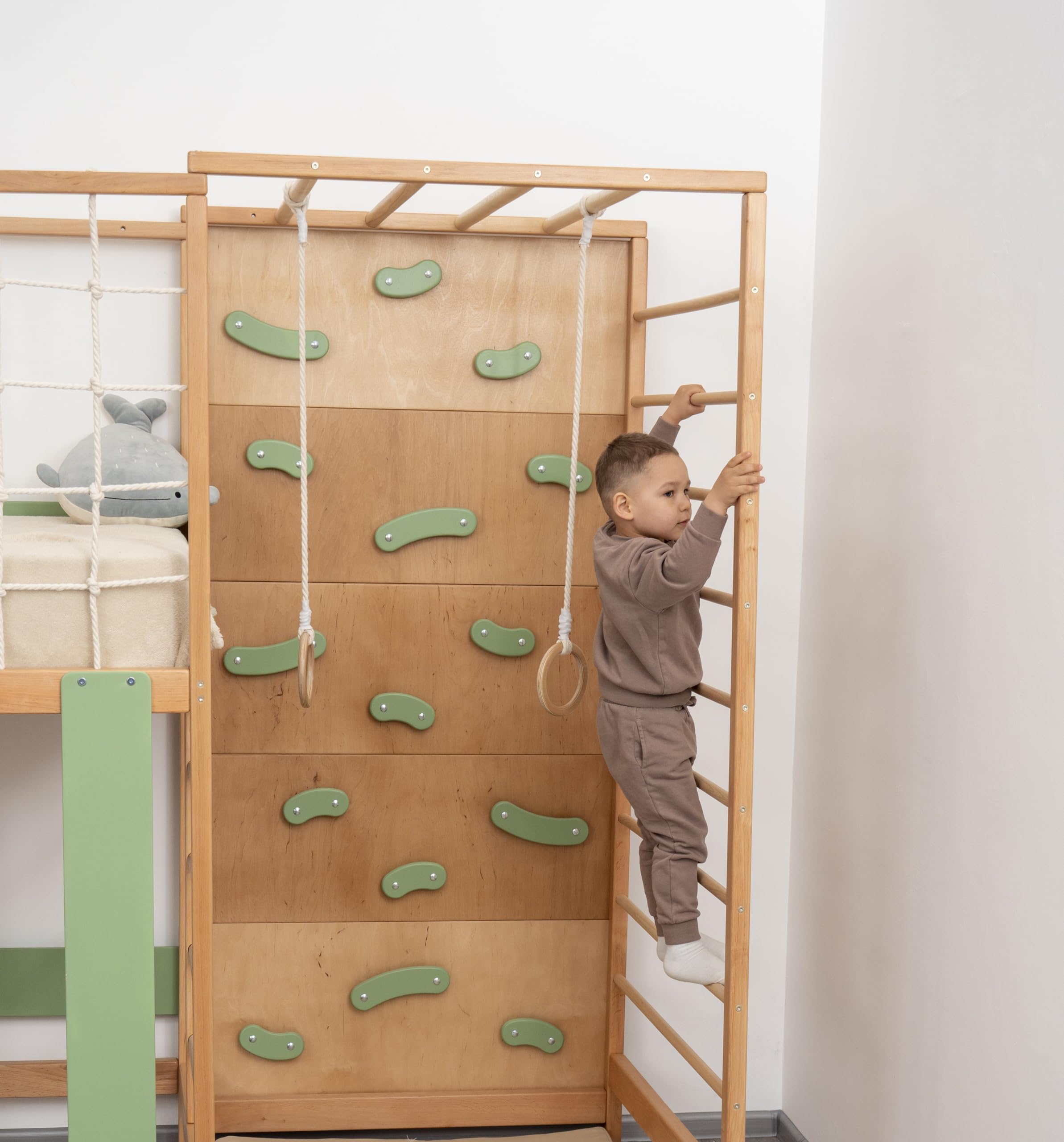 2-in-1 Bunk Bed with Desk and Indoor Jungle Gym