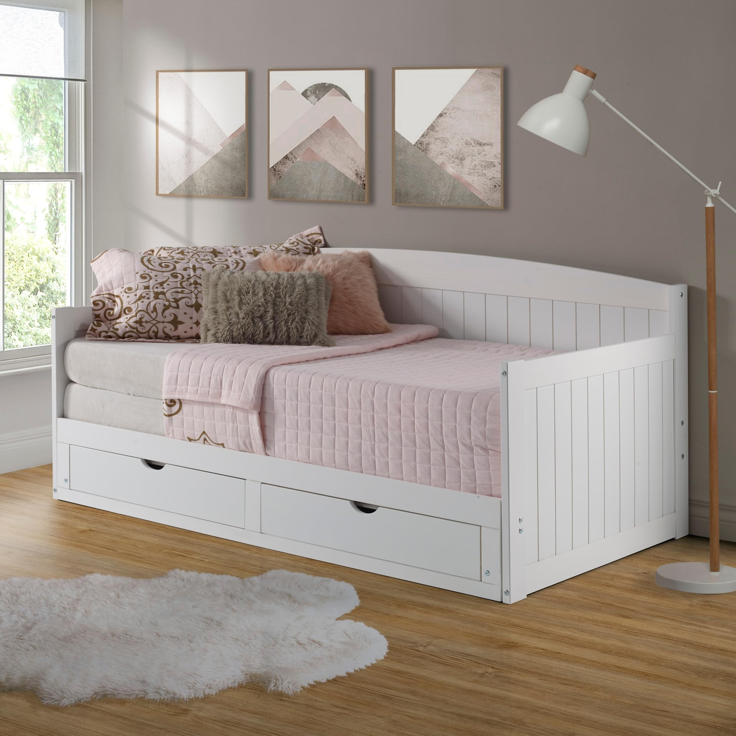 Harmony Wood Daybed, Single, White Brazilian Pine Trundle