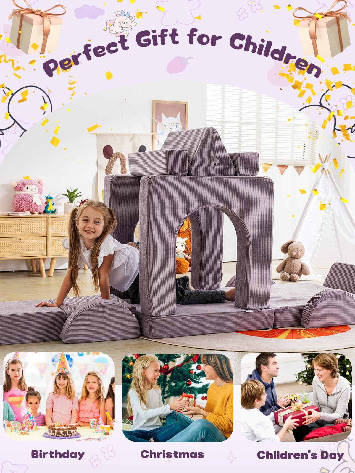 14-Piece Modular Kids Play Couch