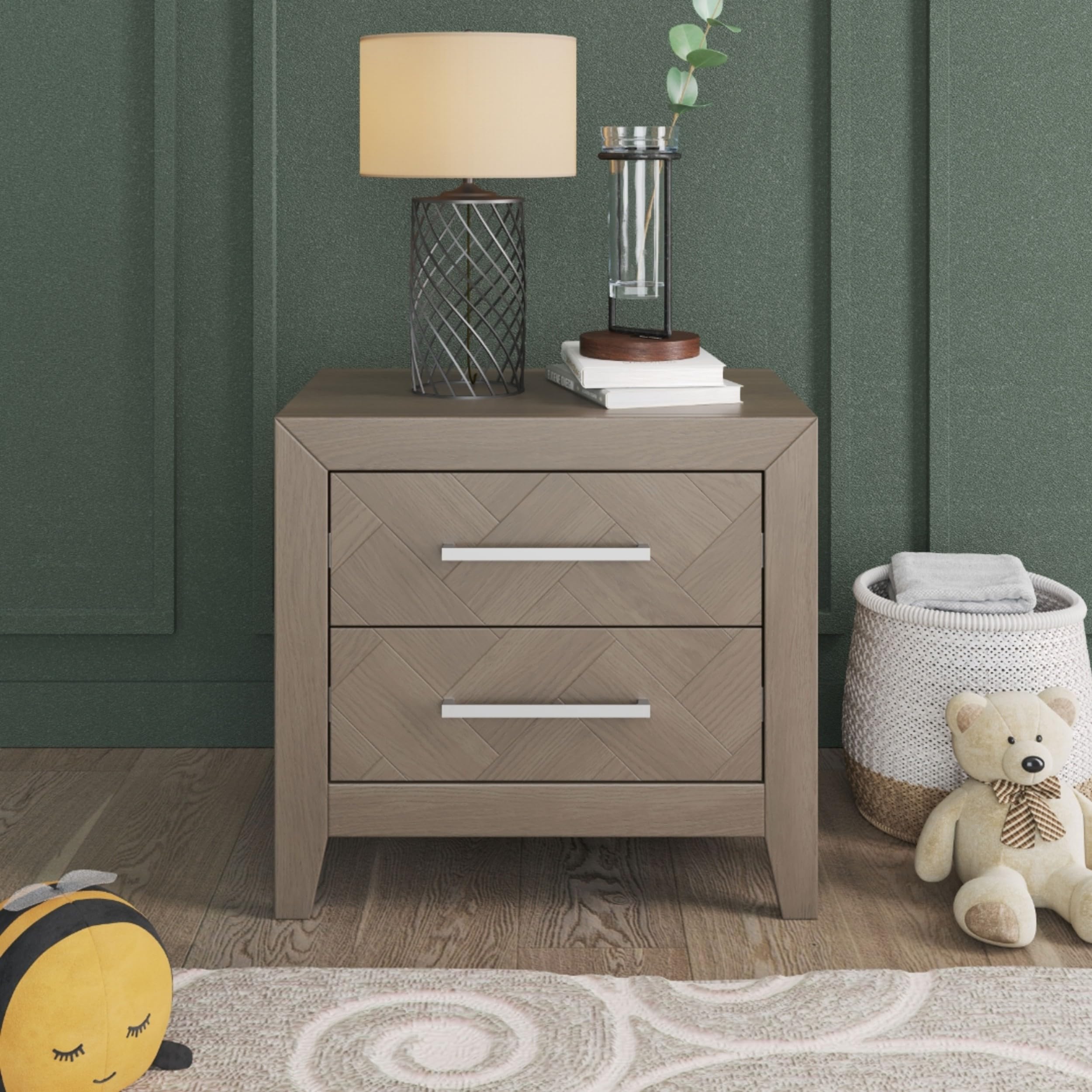 4-in-1 Convertible Crib Nursery Furniture Set with Dresser and Nightstand