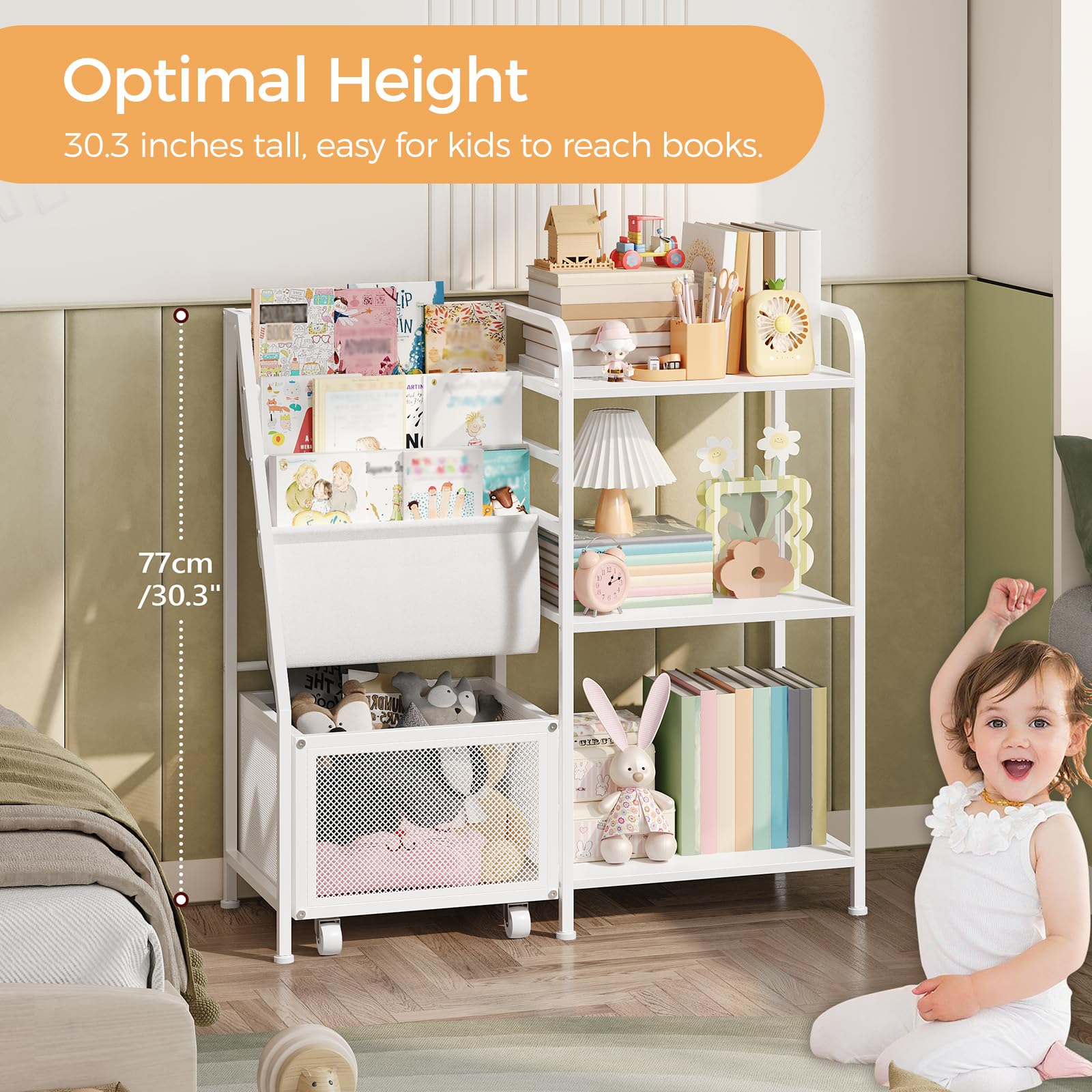 Kids Bookshelf and Toy Storage Organizer 3-Tier White