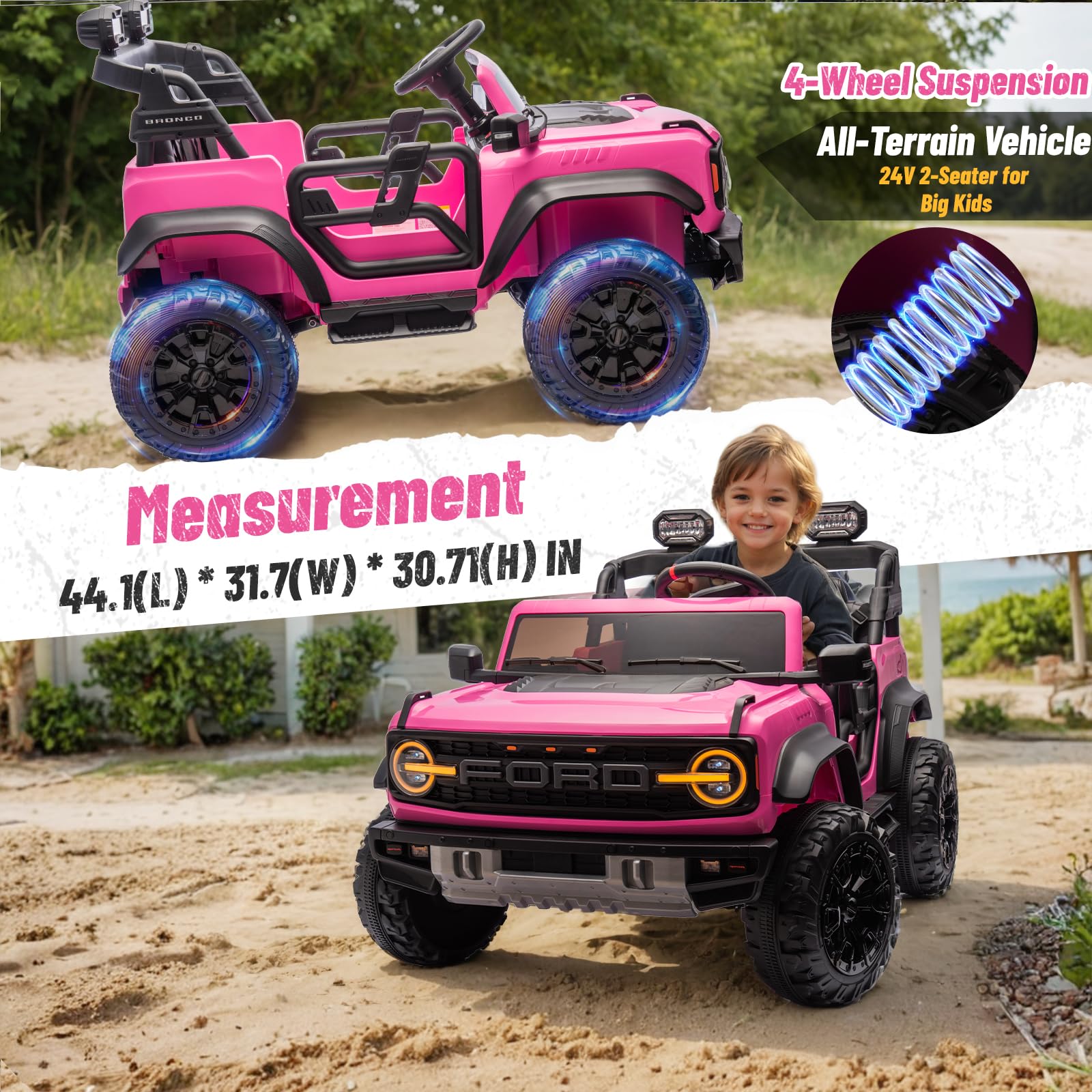 24V Licensed Ford Bronco Raptor Ride-On Car for Kids
