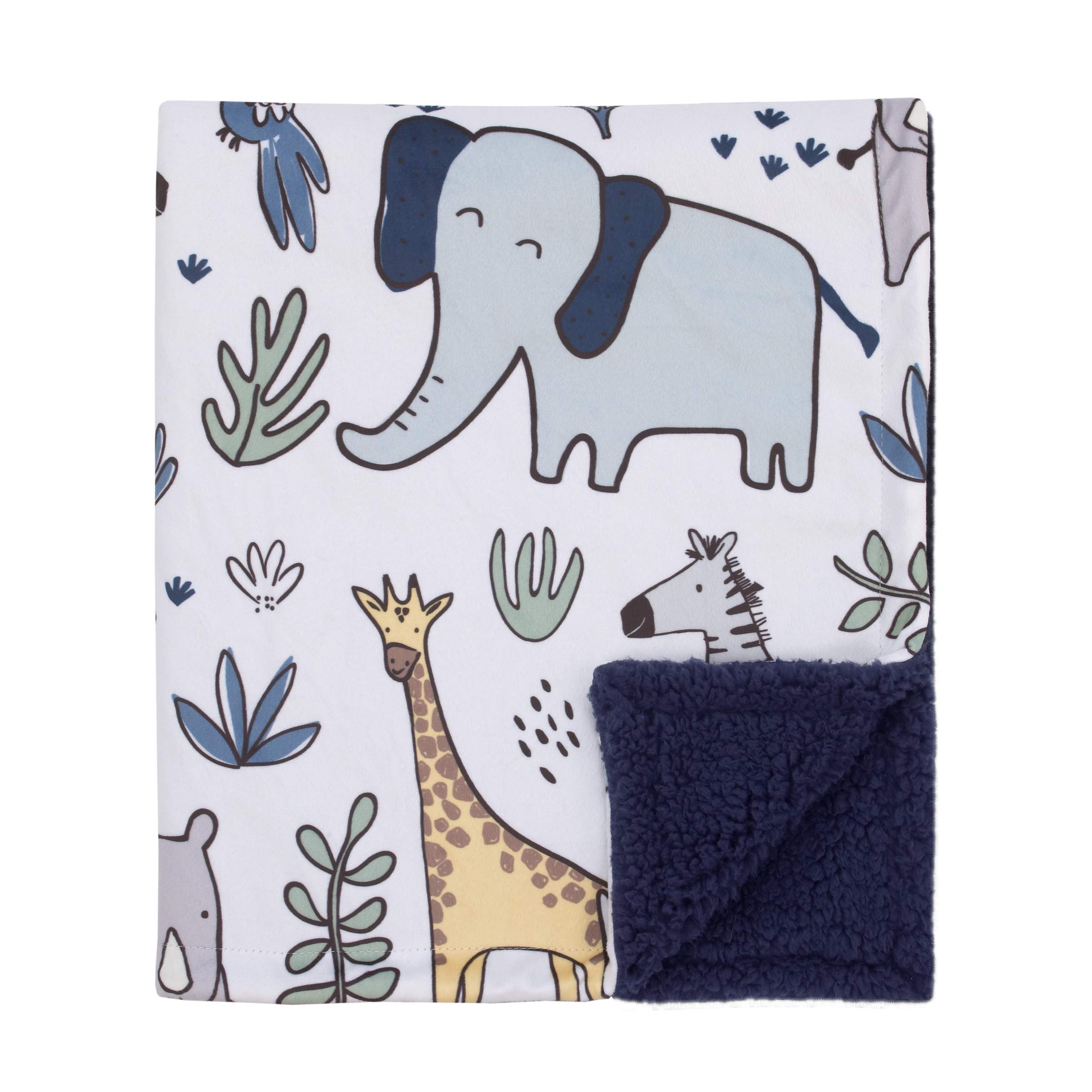 Safari Party - Grey, Blue, Green, Orange 4 Piece Nursery Crib Bedding Set