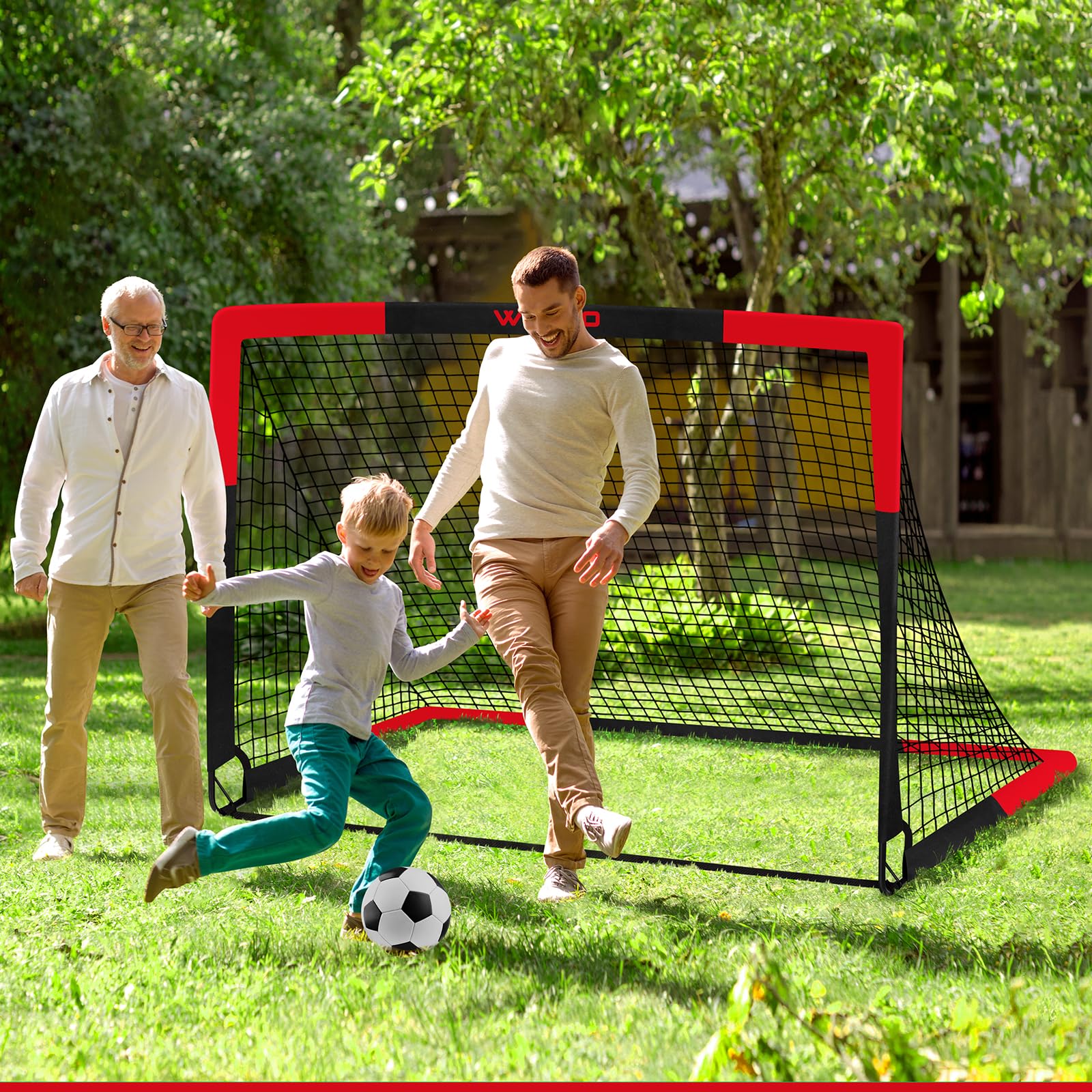Portable Soccer Goals Set of 2 - 6x4 ft with Training Equipment