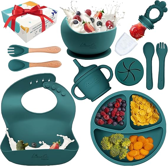 10 Pcs Silicone Baby Feeding Set - BPA-Free, Baby Led Weaning Supplies