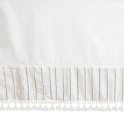 Crane Baby Boho Cotton Baby Crib Skirt with Fringe, White Bed Skirt Fits Standard Cribs, Skirting 28” X 52” X 8”, Off White Neutral Crib Skirts for Nursery