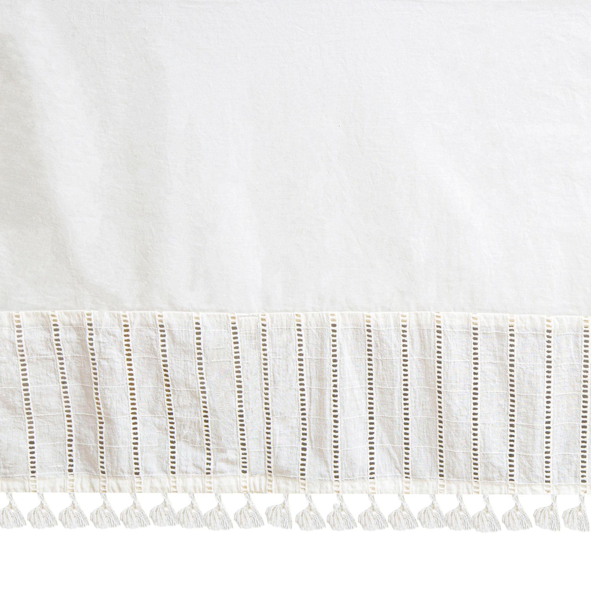 Crane Baby Boho Cotton Baby Crib Skirt with Fringe, White Bed Skirt Fits Standard Cribs, Skirting 28” X 52” X 8”, Off White Neutral Crib Skirts for Nursery