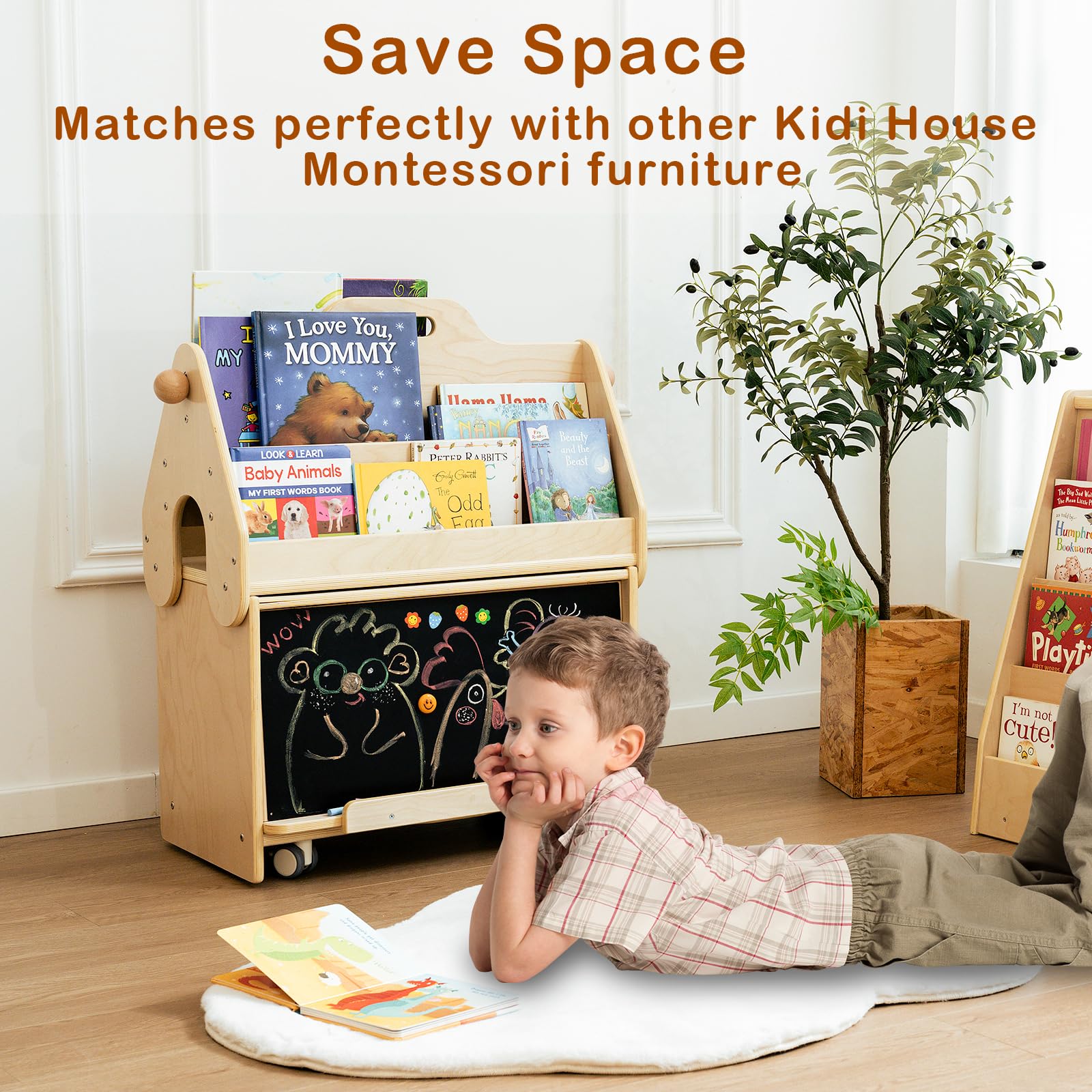 Wooden Toddler Art Easel with Storage