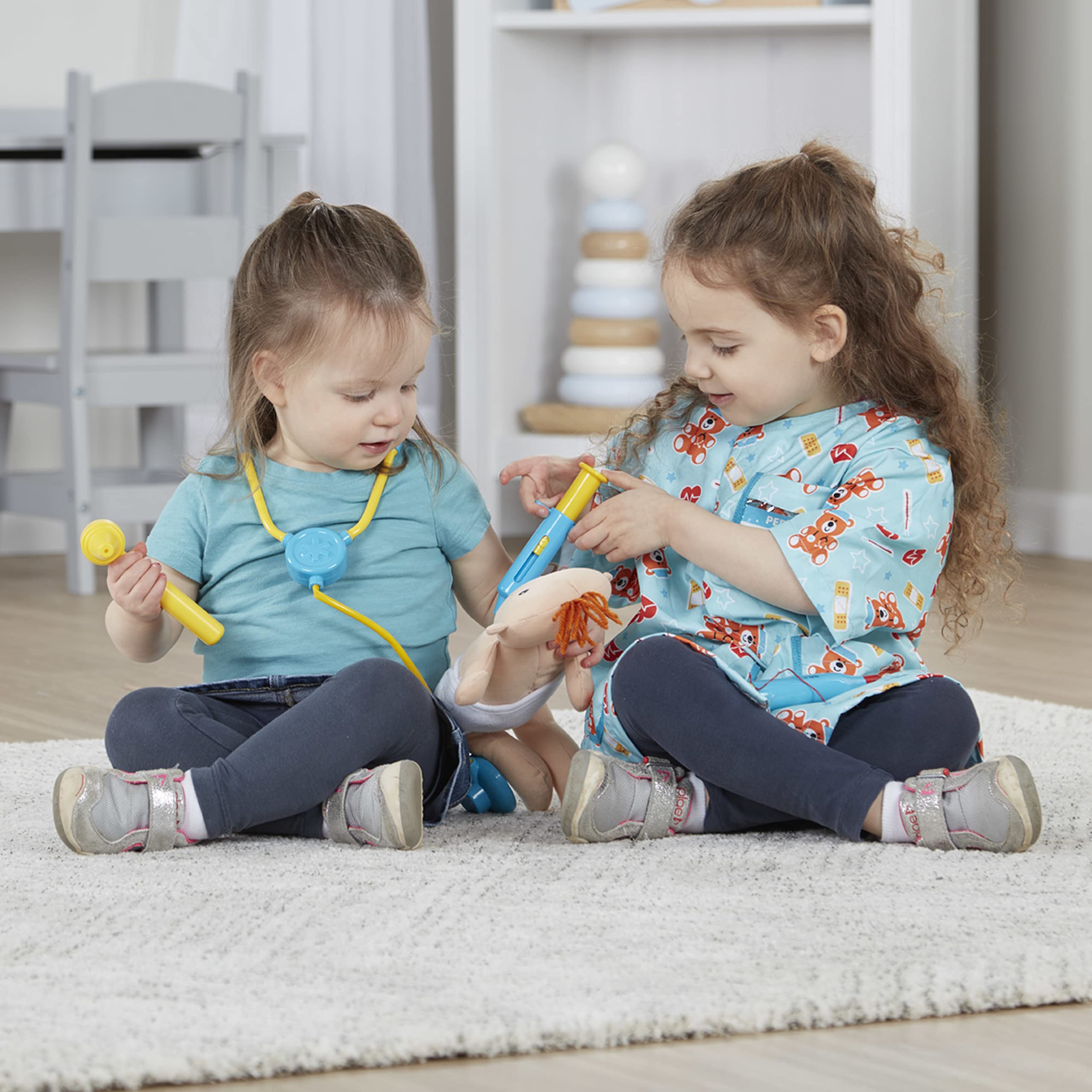 Doug Pediatric Nurse Costume Role Play Set (8 pcs) - Includes Baby Doll, Stethoscope