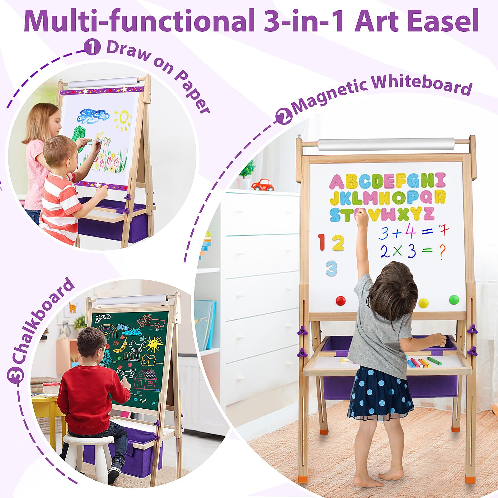 Adjustable Double-Sided Art Easel for Kids