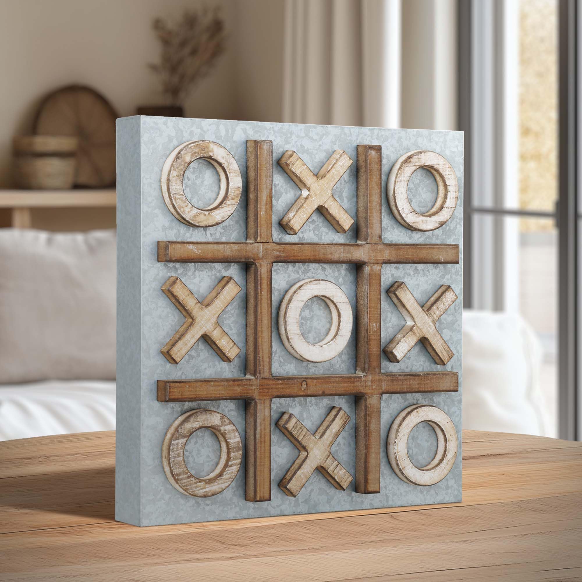 Magnetic Tic Tac Toe Board Game Set Wall Mounted Coffee Table Decor