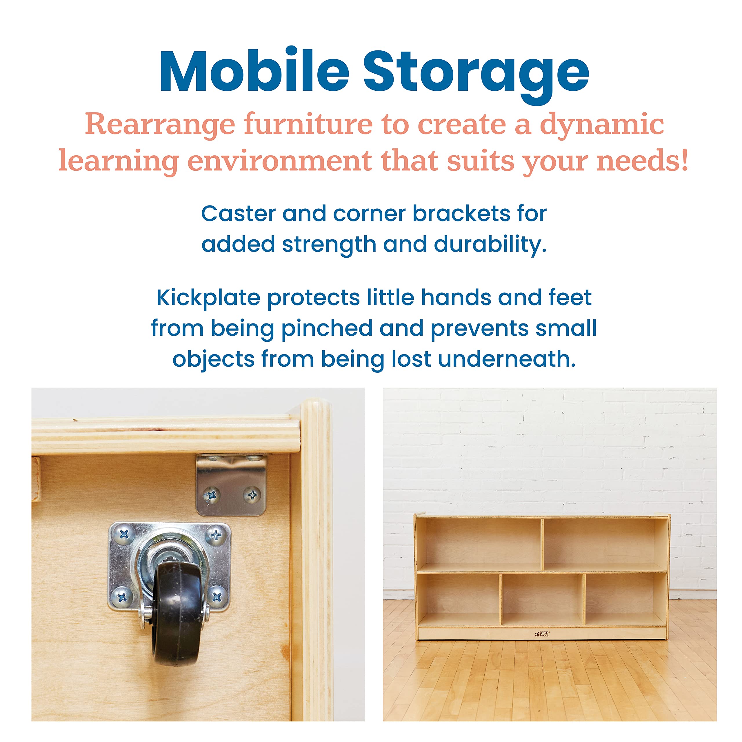 5-Compartment Mobile Storage Cabinet for Kids