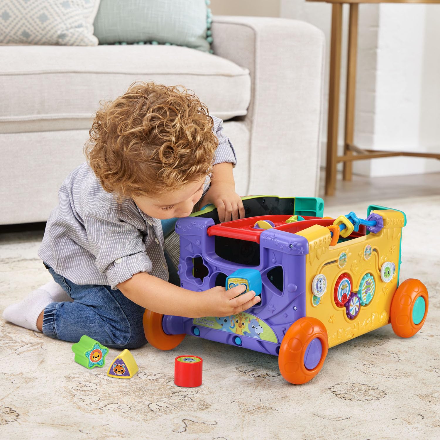 Sort and Discover Activity Wagon for Toddlers, Red
