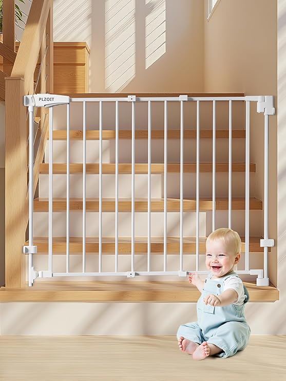 29.5-43" No Bottom Bar Baby Gate for Stairs, Auto Close Baby Gates