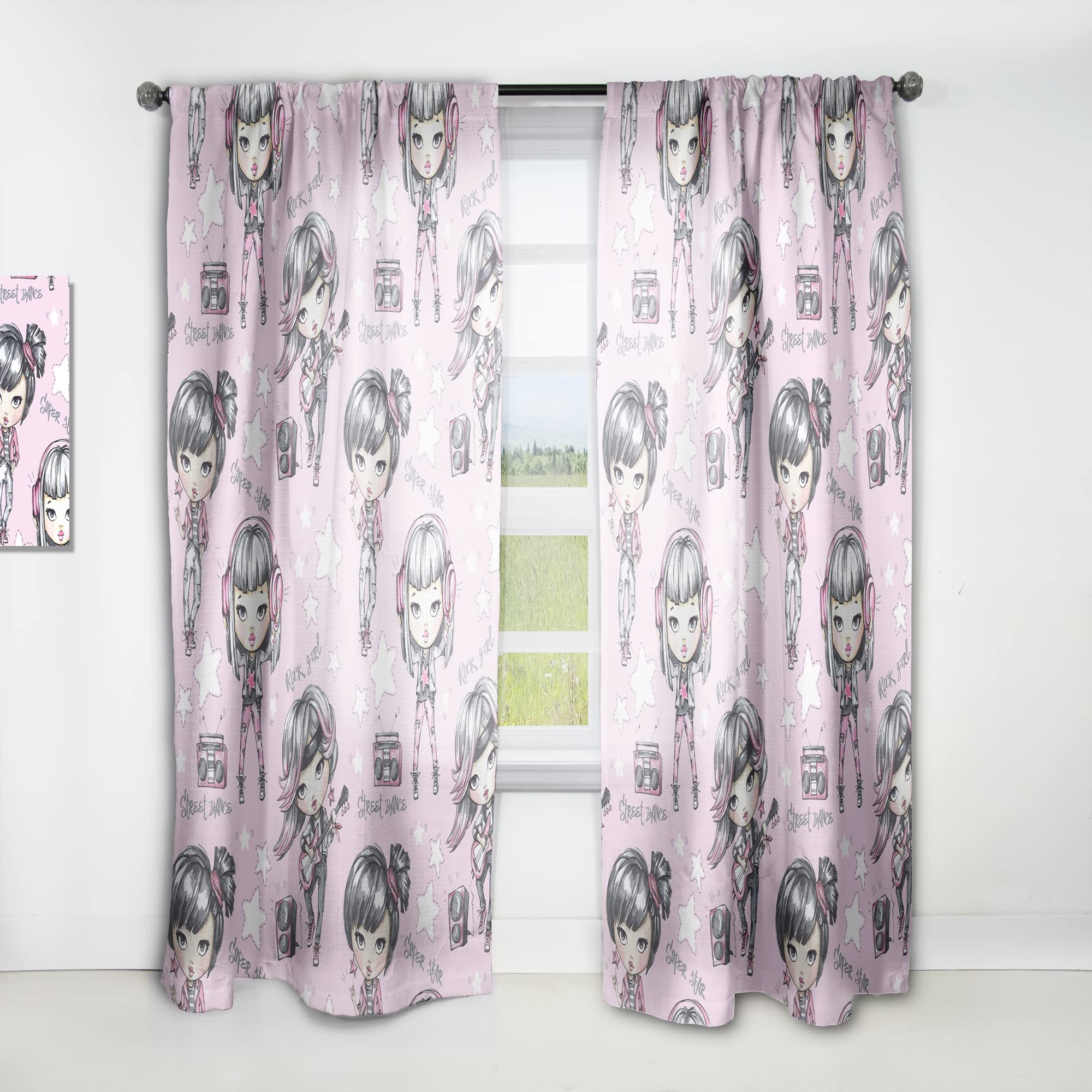 Curtains 'Rock Girl Super Star Street Dance' Curtains for Bedroom