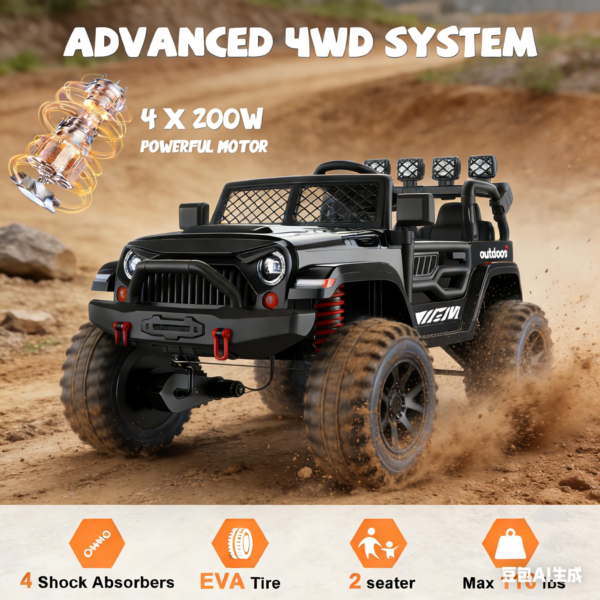 24V 2-Seater Kids Electric Ride-On Car with Remote Control