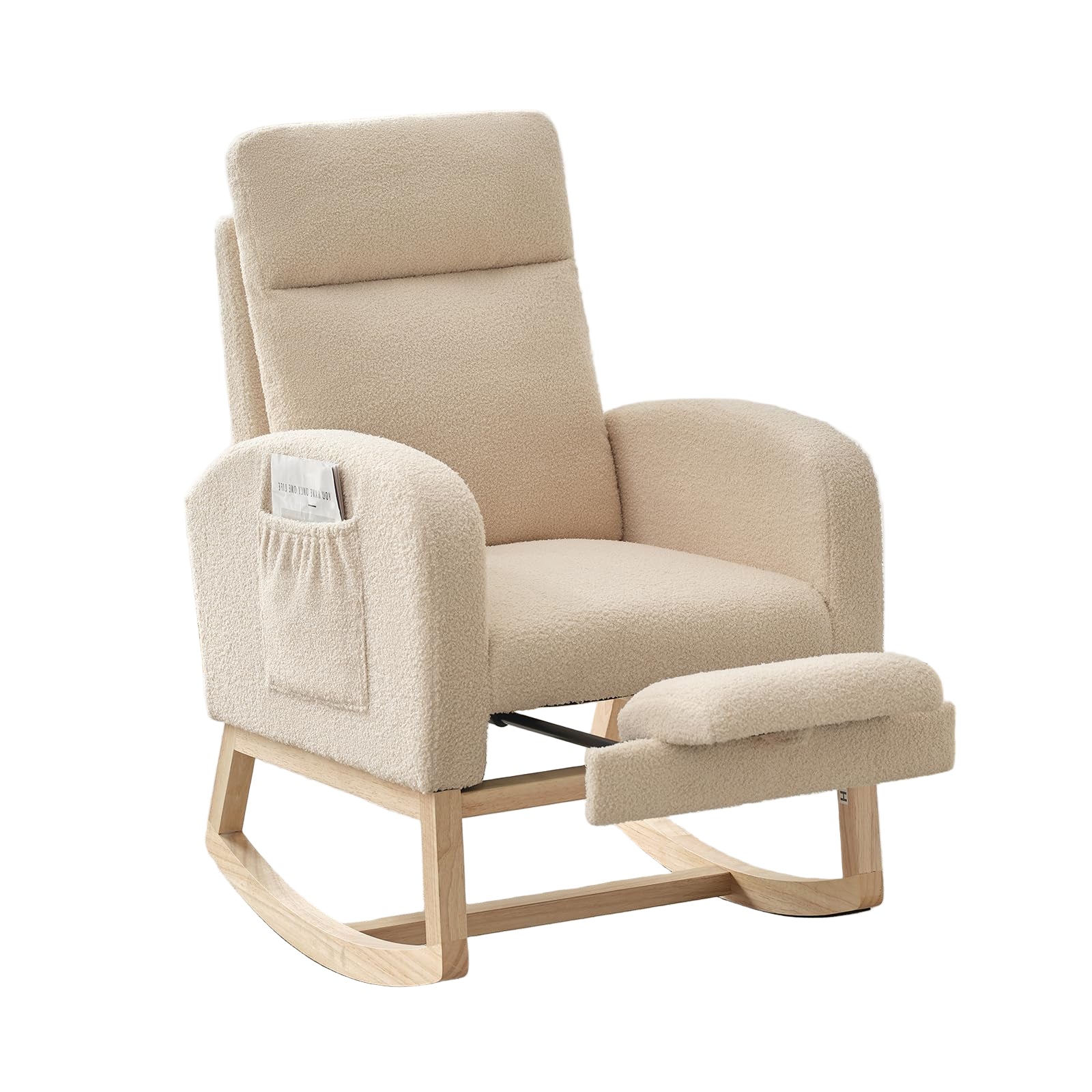 Rocking Chair Nursery with Foot Rest, Modern PU Upholstered