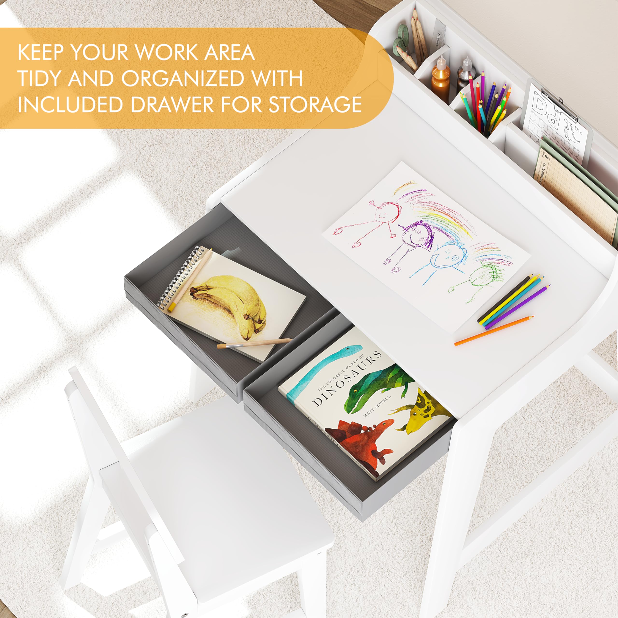 Kids Desk and Chair Set with Storage