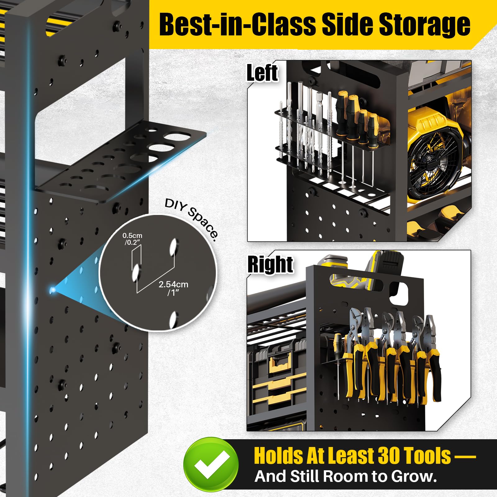 Power Tool Organizer Wall Mount - 4-Tier Heavy Duty Garage Storage Rack with Drill Holder