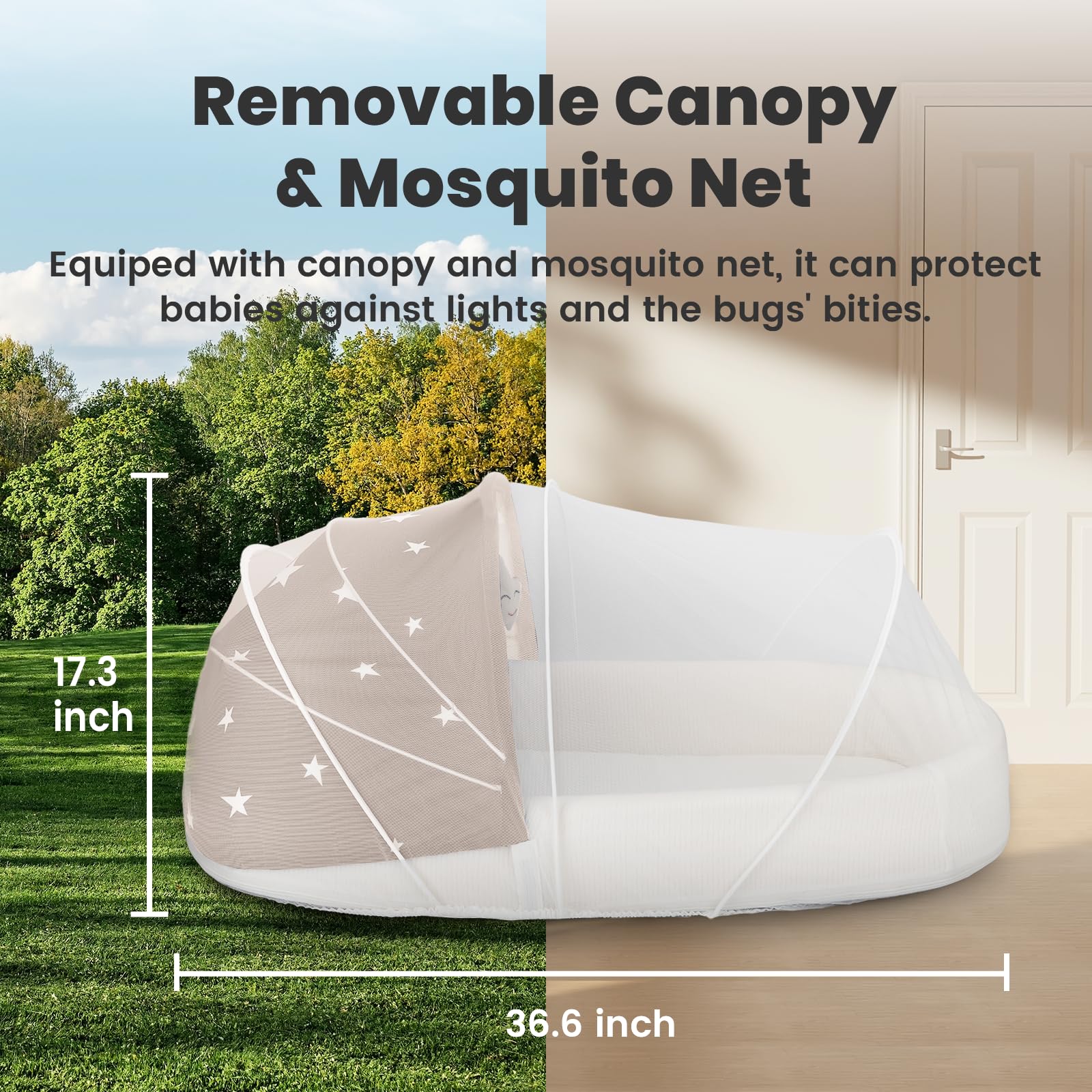 Portable Baby Bassinet Travel Lounger with Mosquito Net