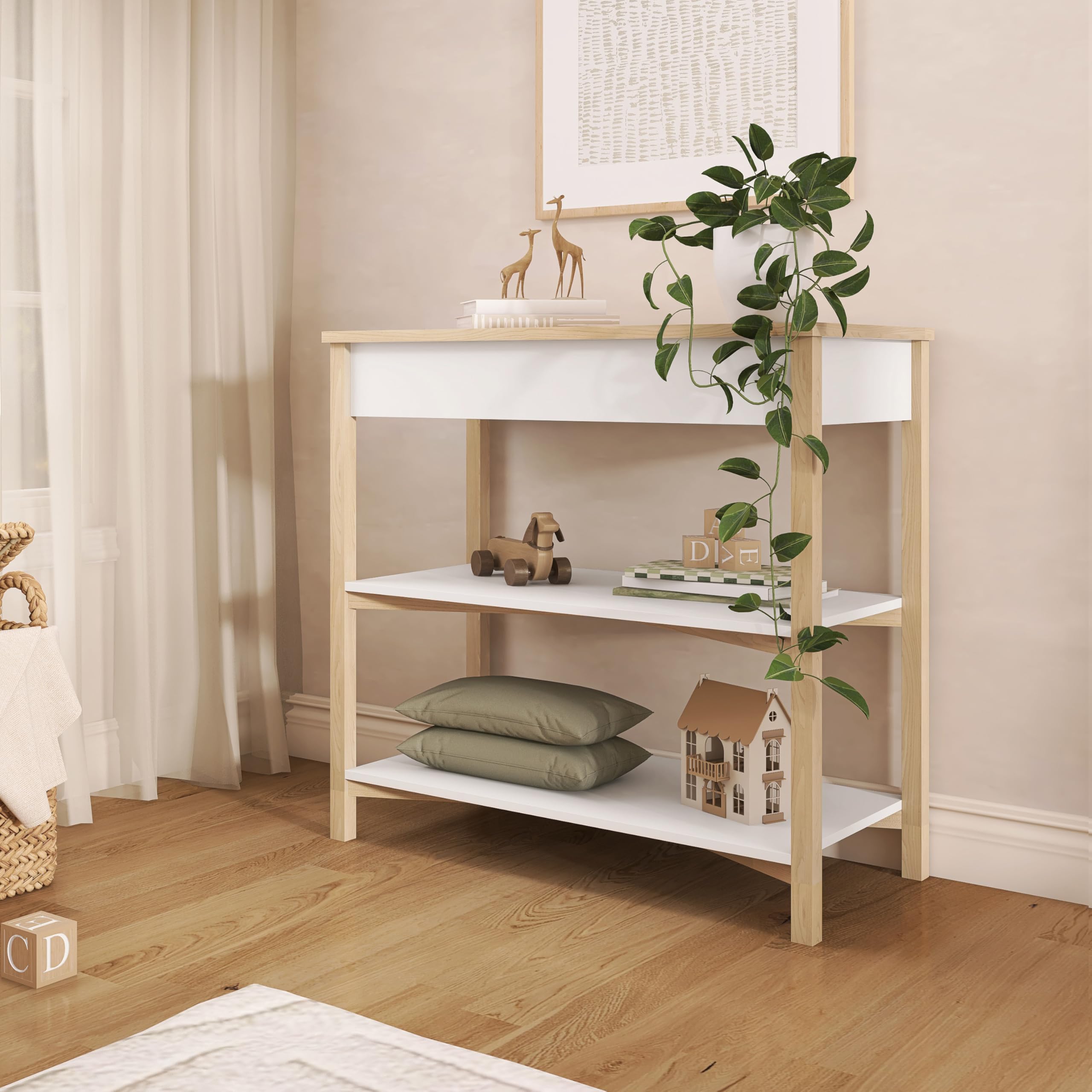 Baby Changing Table with Storage Drawer and Shelves