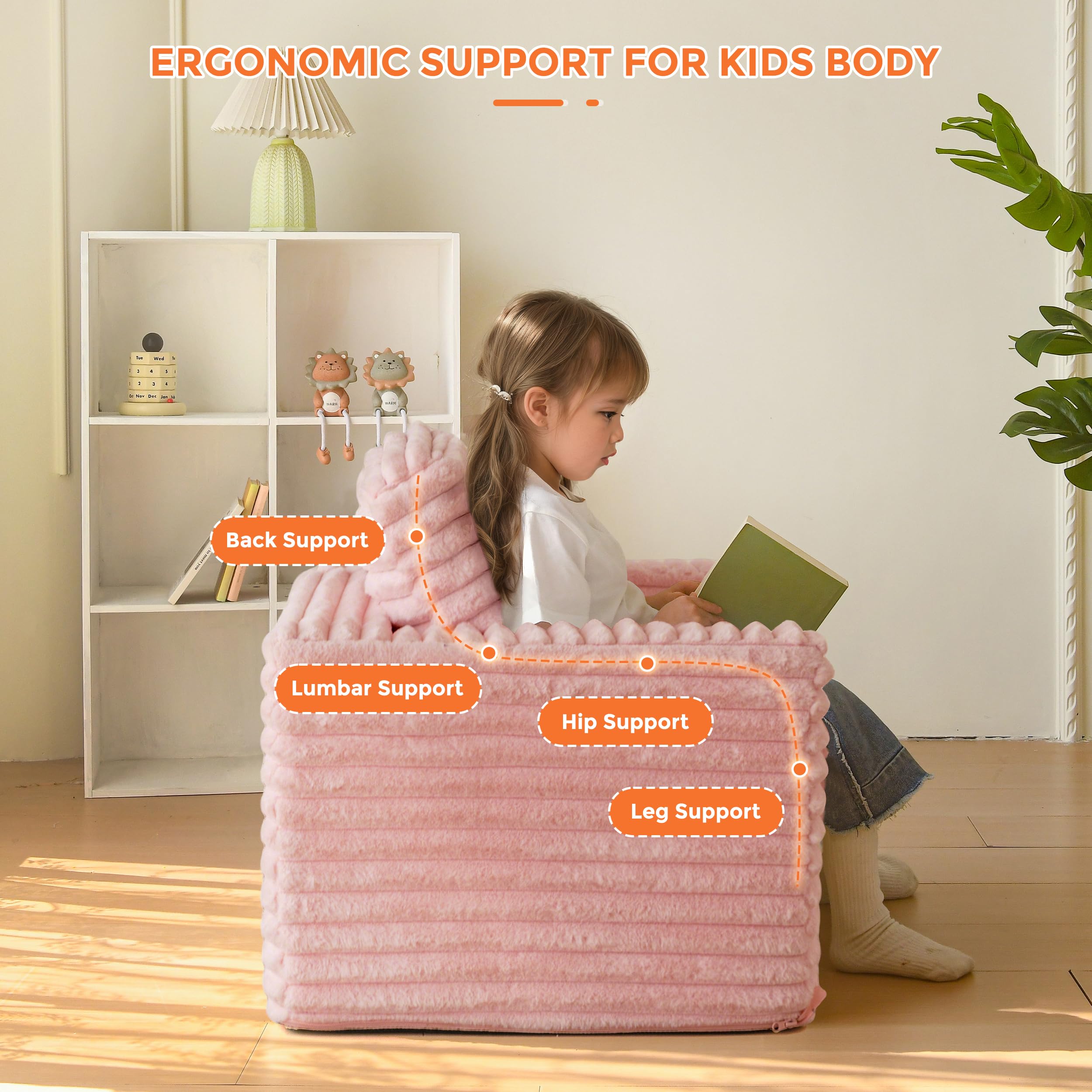 Kids Bean Bag Chair with Pillows and Armrests