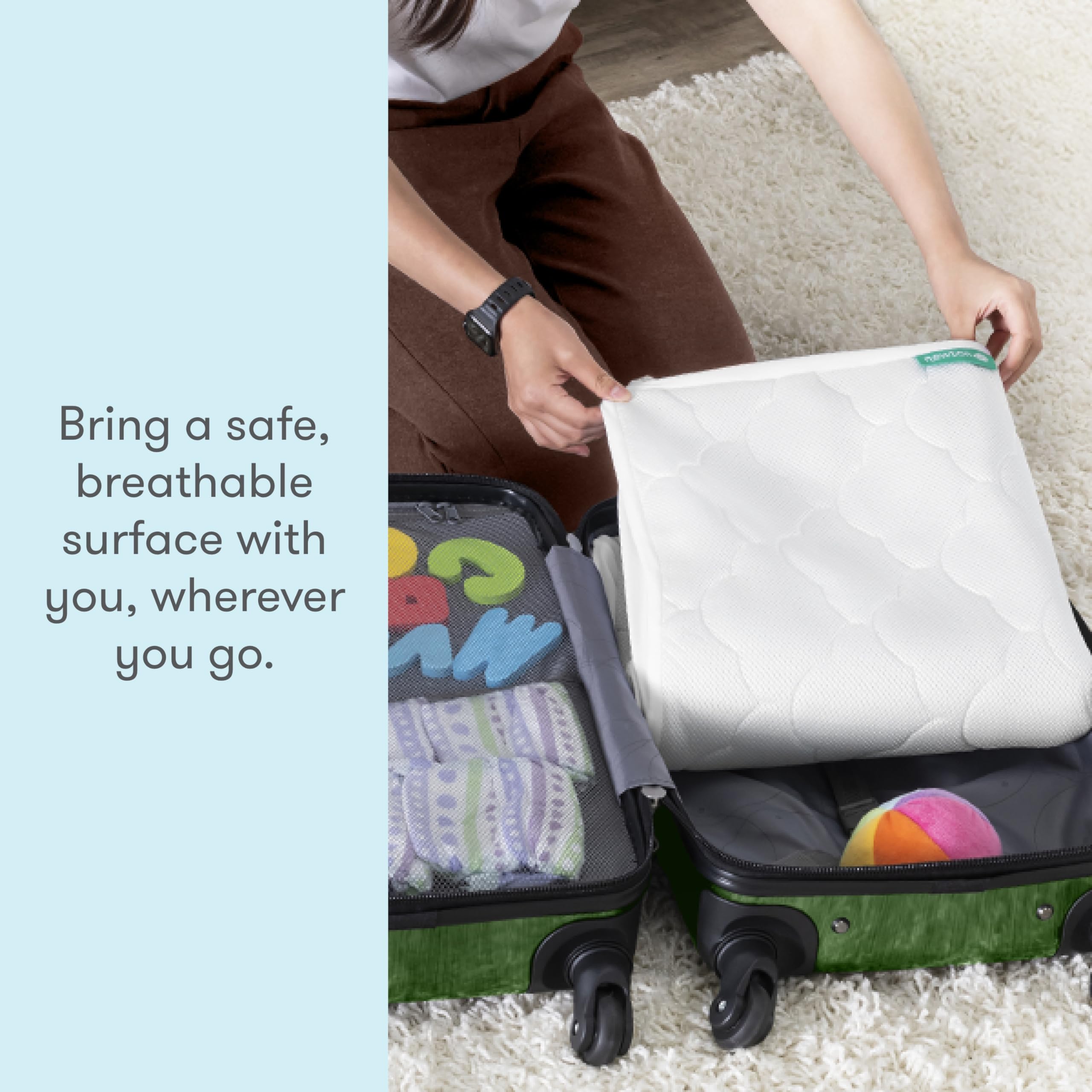 Waterproof Crib Mattress Pad 2-Pack - Ultra-Breathable Quilted Protector with Fitted Skirt